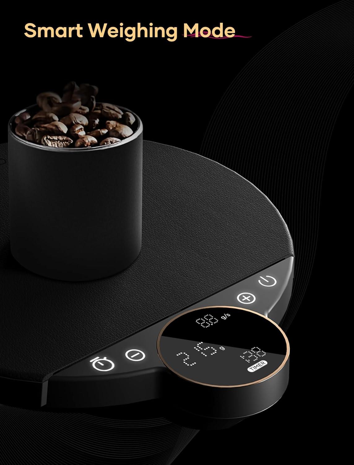 image:imageCocinare Balance Digital Coffee Scale Precision Control with Three Modes Brewing Assist Weighing Competition Digital Kitchen Scale for Coffee and Small Goods Up to 3000g Vintage WhiteObsidian Black