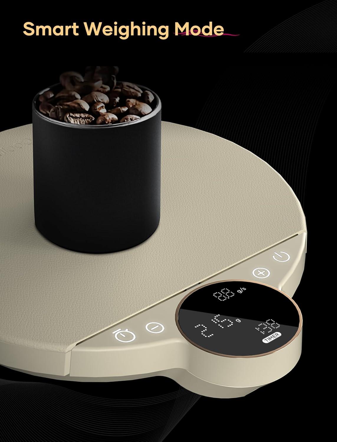 image:imageCocinare Balance Digital Coffee Scale Precision Control with Three Modes Brewing Assist Weighing Competition Digital Kitchen Scale for Coffee and Small Goods Up to 3000g Vintage WhiteVintage White