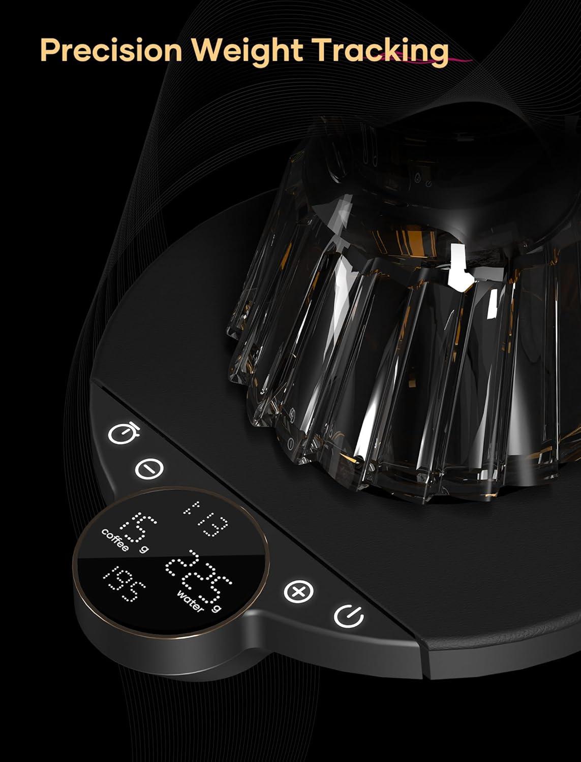image:imageCocinare Balance Digital Coffee Scale Precision Control with Three Modes Brewing Assist Weighing Competition Digital Kitchen Scale for Coffee and Small Goods Up to 3000g Vintage WhiteObsidian Black