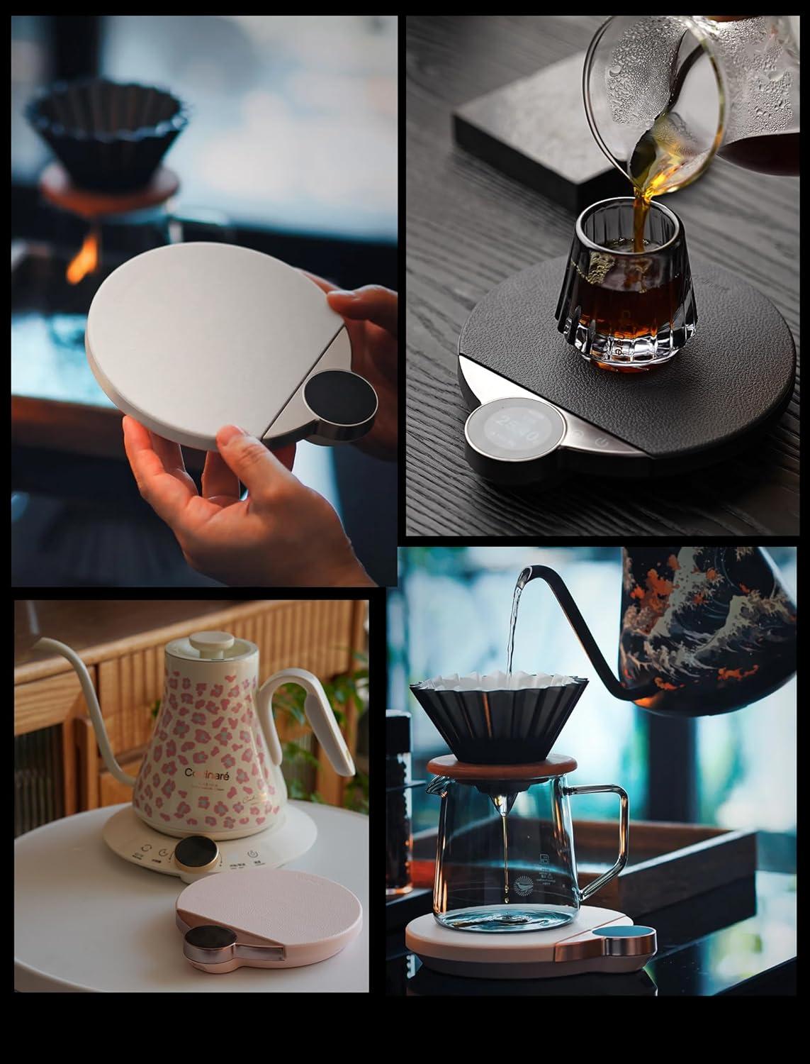 image:imageCocinare Balance Pro Smart Coffee Scale with Timer and Water Flow Rate Espresso Scale for Pour Over and Barista Brewing Brew Assist Mode 005g Precision 35kg Digital Scale App Control PurpleSilver