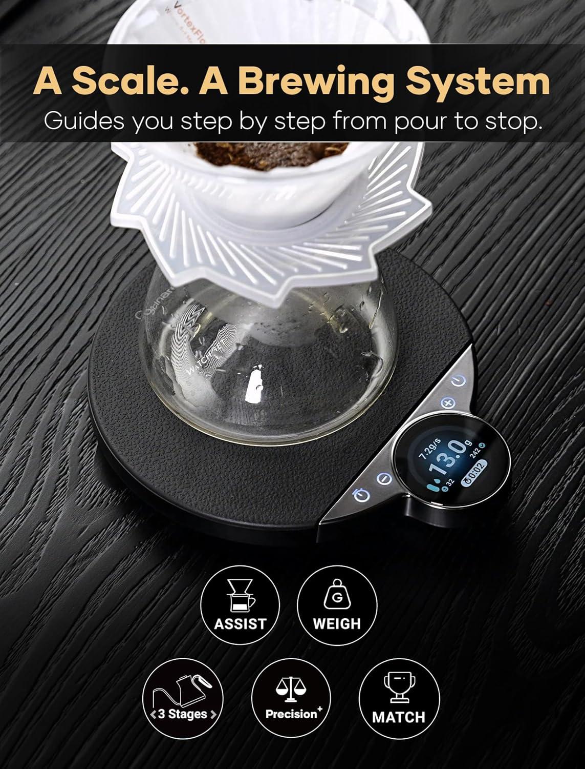 image:imageCocinare Balance Pro Smart Coffee Scale with Timer and Water Flow Rate Espresso Scale for Pour Over and Barista Brewing Brew Assist Mode 005g Precision 35kg Digital Scale App Control PurplePink