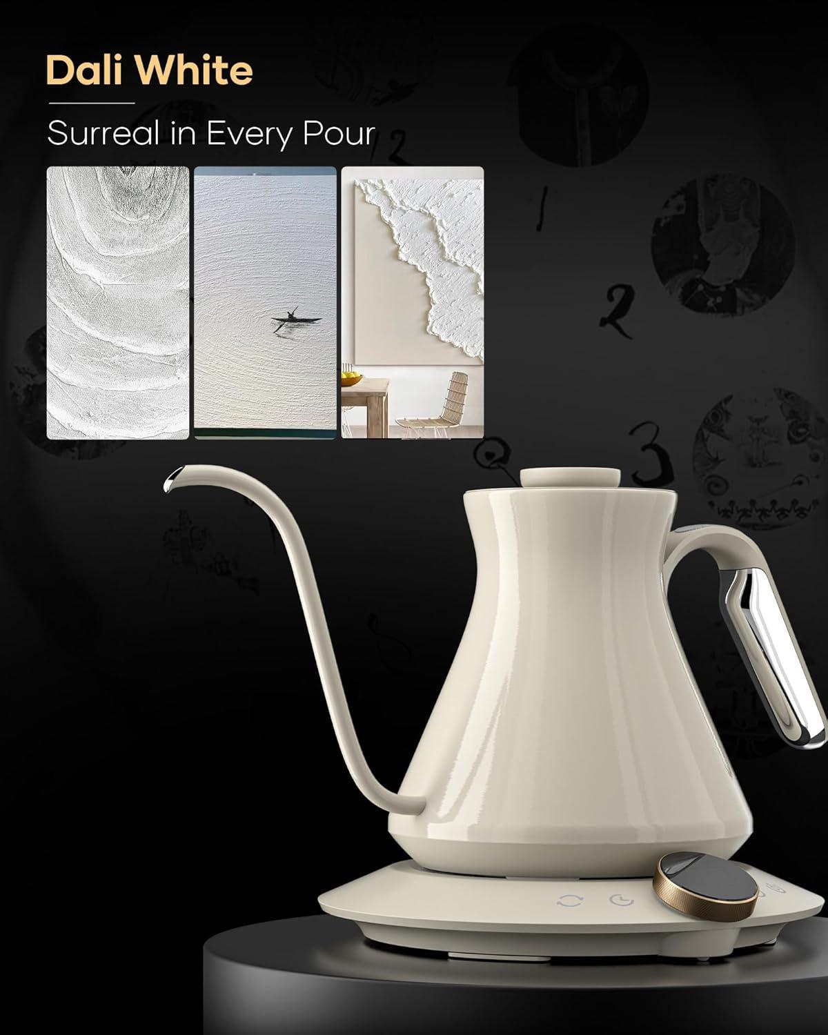 image:imageCocinare Gooseneck Electric Kettle 05F Precise Temperature Control 1500W Fast Heating PourOver Coffee amp Tea Stainless Steel 06L Master Soulages Black DesignDali White