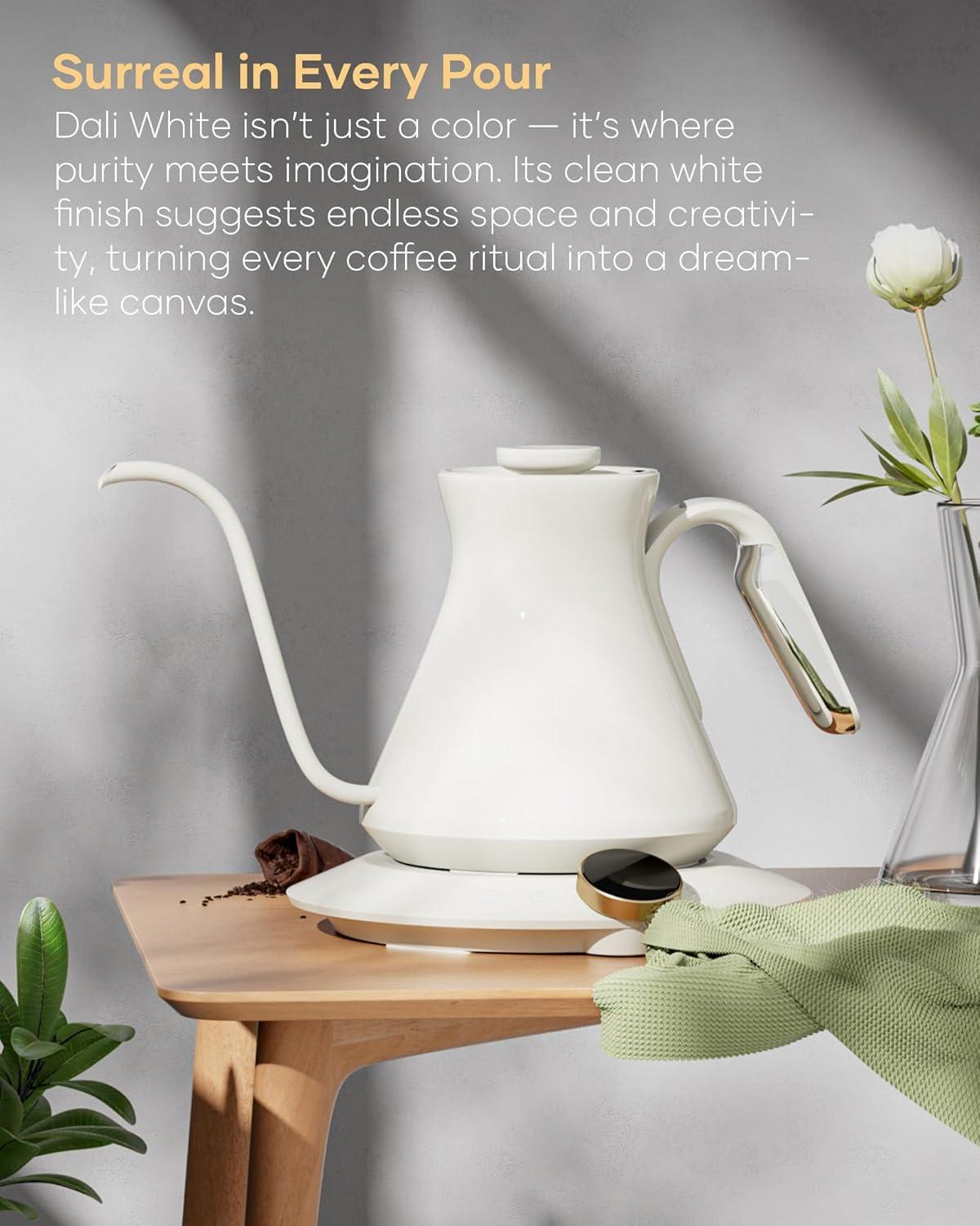 image:imageCocinare Gooseneck Electric Kettle 05F Precise Temperature Control 1500W Fast Heating PourOver Coffee amp Tea Stainless Steel 06L Master Soulages Black DesignDali White