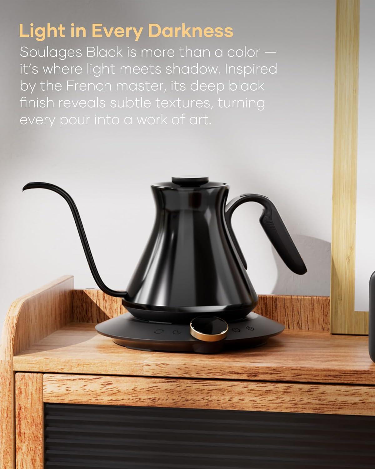 image:imageCocinare Gooseneck Electric Kettle 05F Precise Temperature Control 1500W Fast Heating PourOver Coffee amp Tea Stainless Steel 06L Master Soulages Black DesignSoulages Black