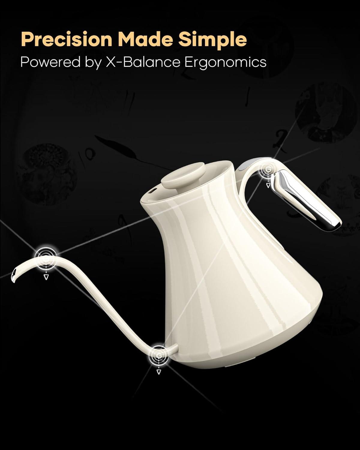 image:imageCocinare Gooseneck Electric Kettle 05F Precise Temperature Control 1500W Fast Heating PourOver Coffee amp Tea Stainless Steel 06L Master Soulages Black DesignDali White