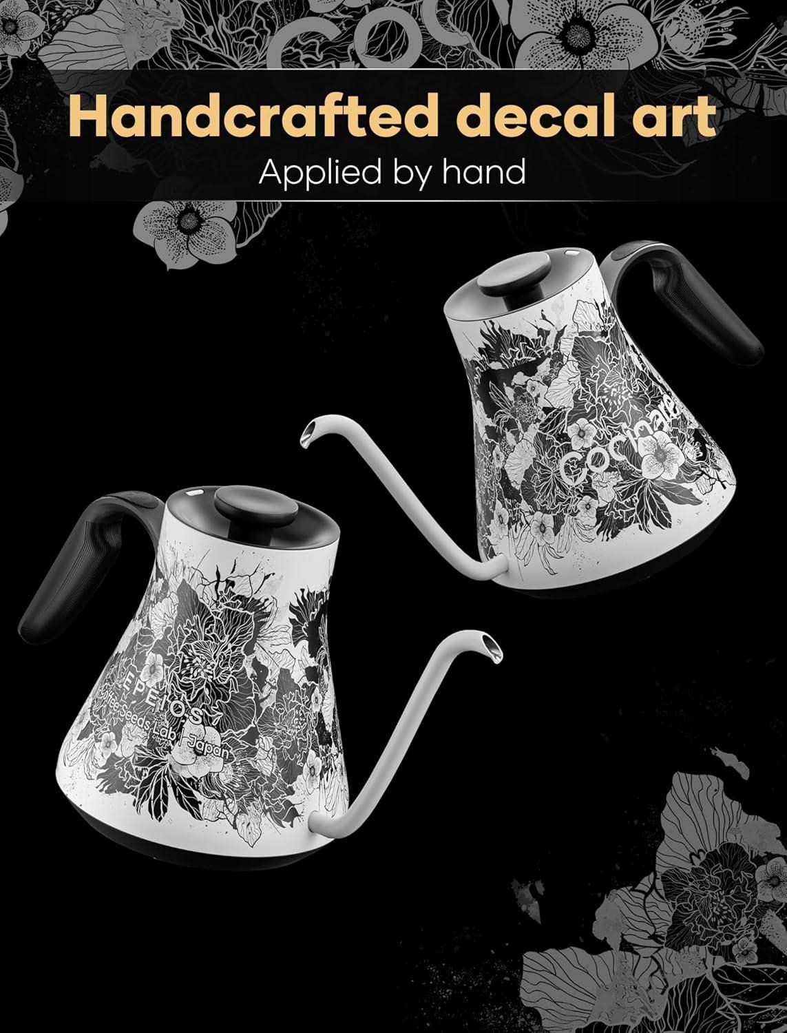 image:imageCocinare Gooseneck Electric Kettle 05F Precise Temperature Control 1500W Fast Heating PourOver Coffee amp Tea Stainless Steel 09L Artisan Wave DesignBlossom