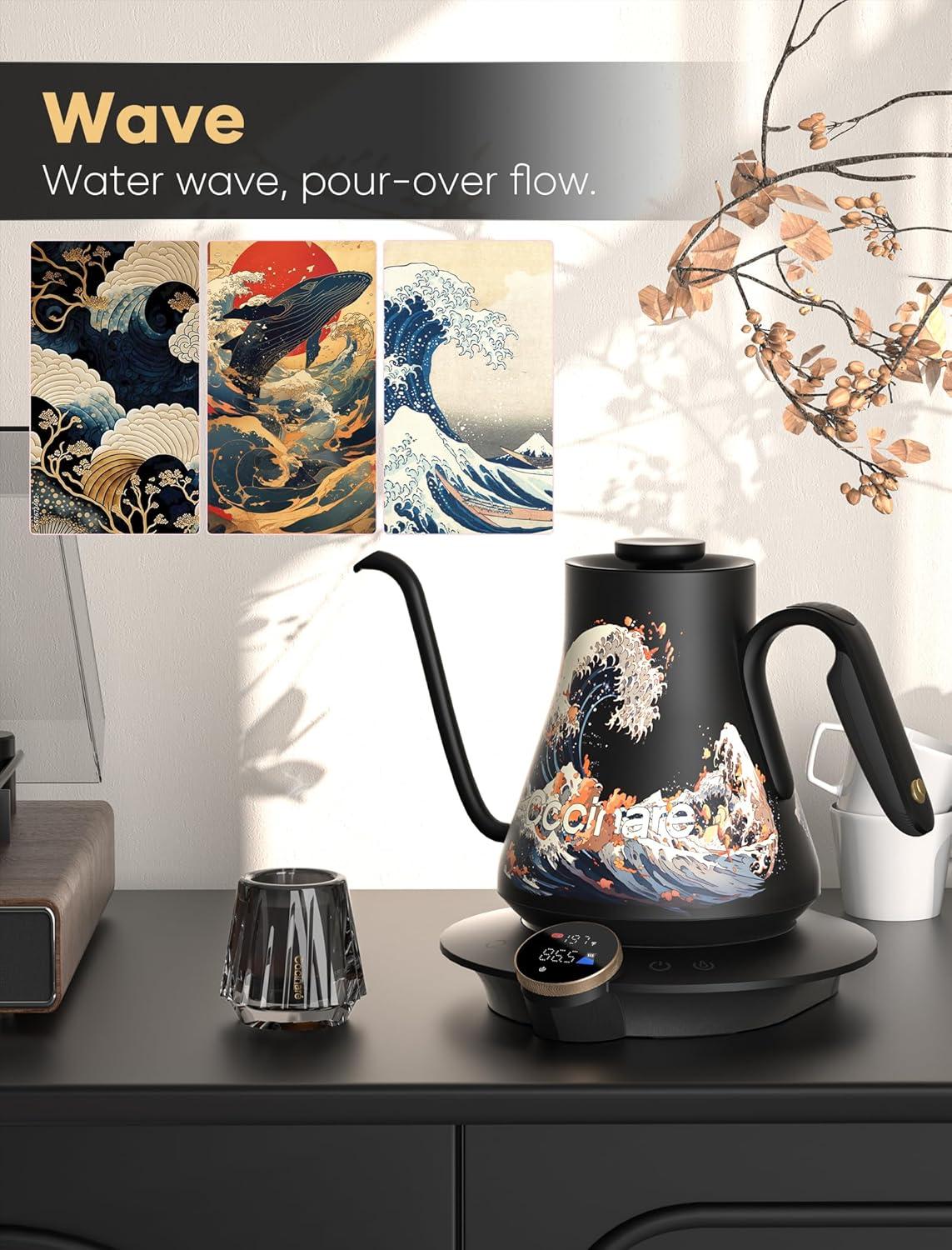 image:imageCocinare Gooseneck Electric Kettle 05F Precise Temperature Control 1500W Fast Heating PourOver Coffee amp Tea Stainless Steel 09L Artisan Wave DesignWave