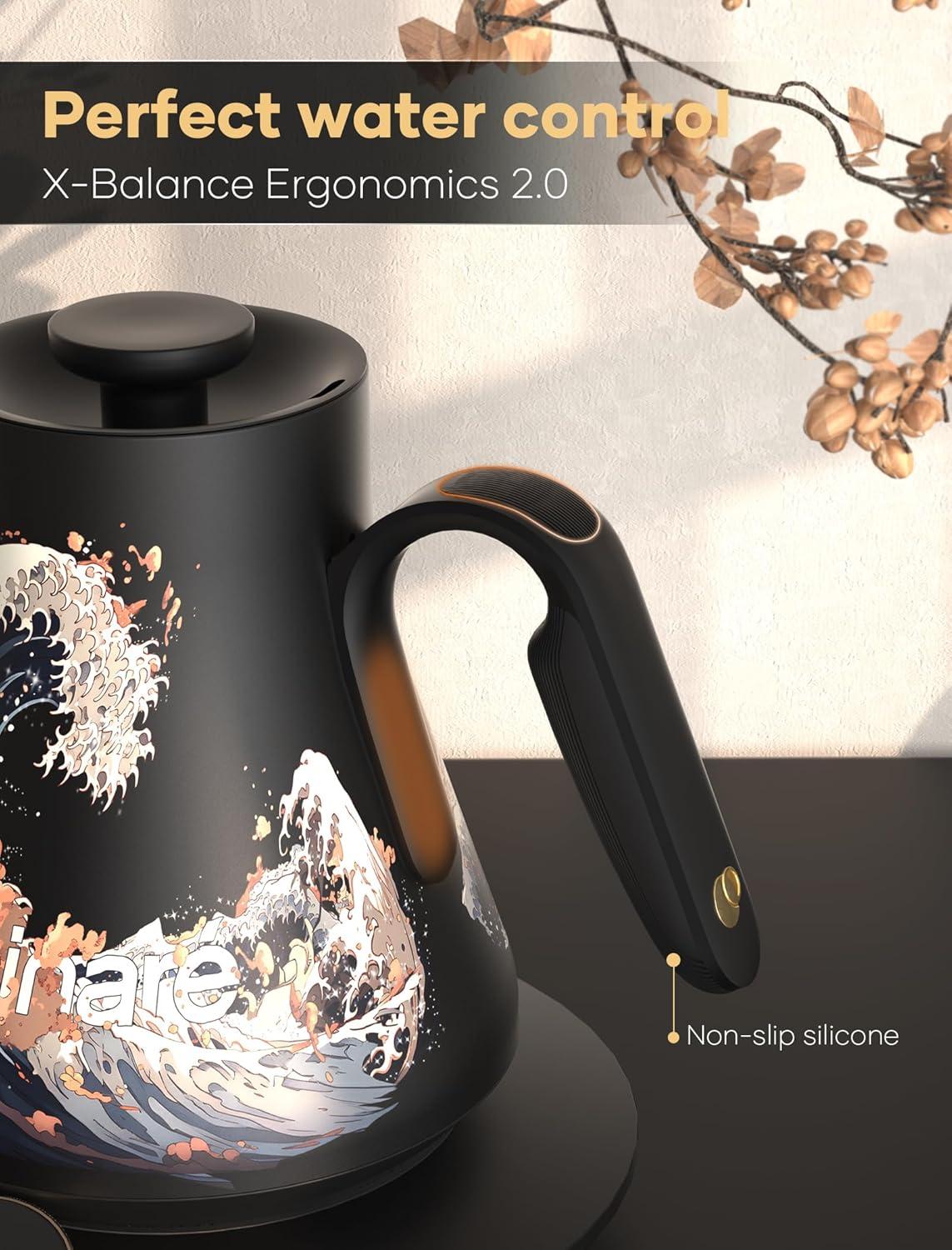 image:imageCocinare Gooseneck Electric Kettle 05F Precise Temperature Control 1500W Fast Heating PourOver Coffee amp Tea Stainless Steel 09L Artisan Wave DesignWave