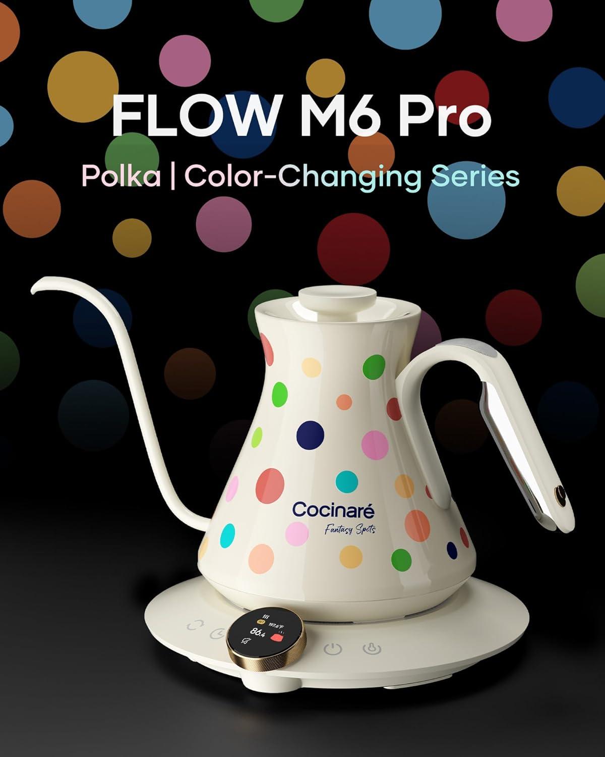 image:imageCocinare Gooseneck Electric Kettle 05F Precise Temperature Control 1500W Fast Heating PourOver Coffee amp Tea Stainless Steel 09L Colorchanging Brush Leopard DesignPolka
