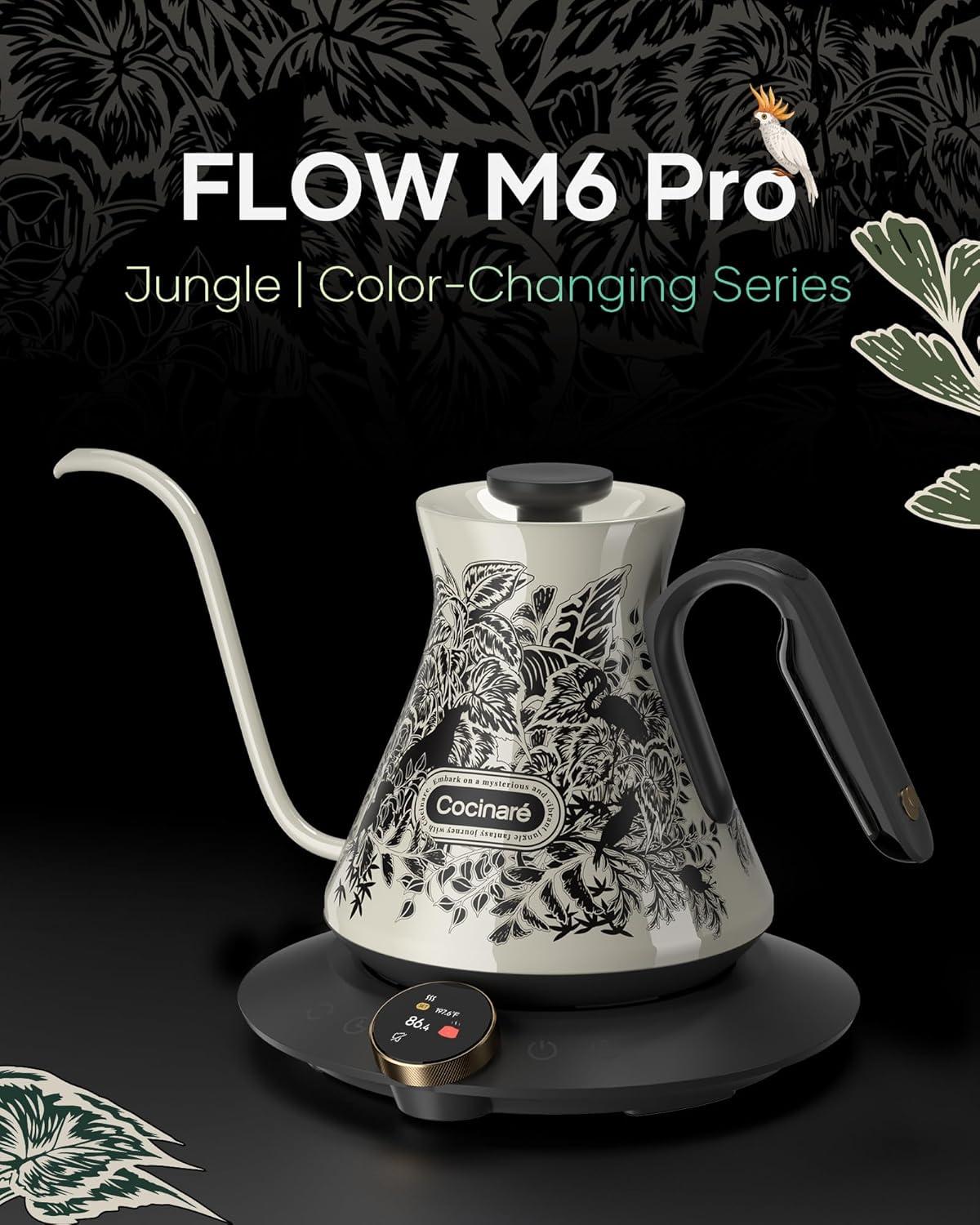 image:imageCocinare Gooseneck Electric Kettle 05F Precise Temperature Control 1500W Fast Heating PourOver Coffee amp Tea Stainless Steel 09L Colorchanging Brush Leopard DesignJungle