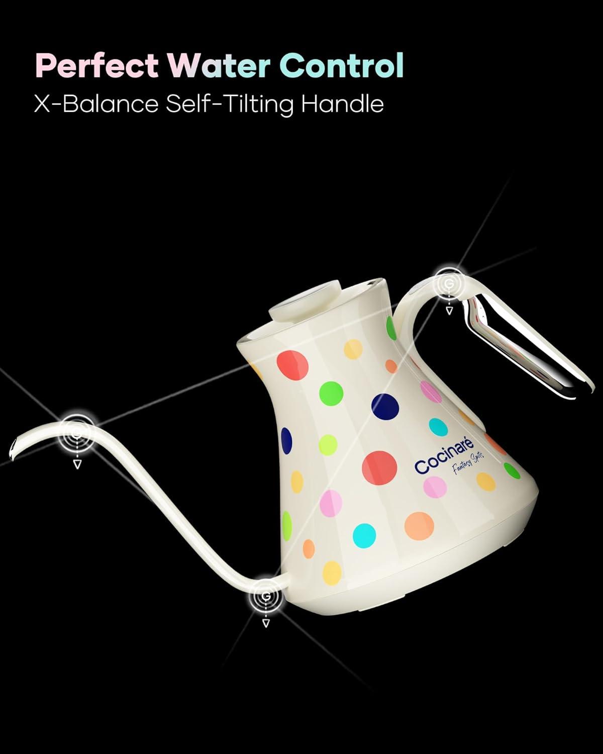 image:imageCocinare Gooseneck Electric Kettle 05F Precise Temperature Control 1500W Fast Heating PourOver Coffee amp Tea Stainless Steel 09L Colorchanging Brush Leopard DesignPolka