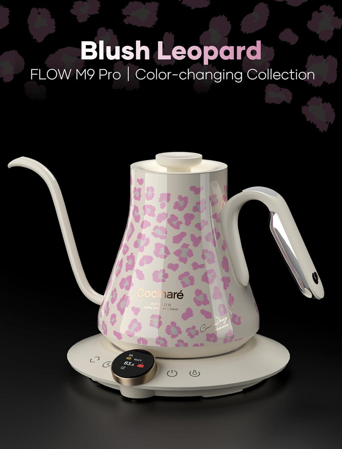 image:imageCocinare Gooseneck Electric Kettle 05F Precise Temperature Control 1500W Fast Heating PourOver Coffee amp Tea Stainless Steel 09L Colorchanging Brush Leopard DesignBlush Leopard