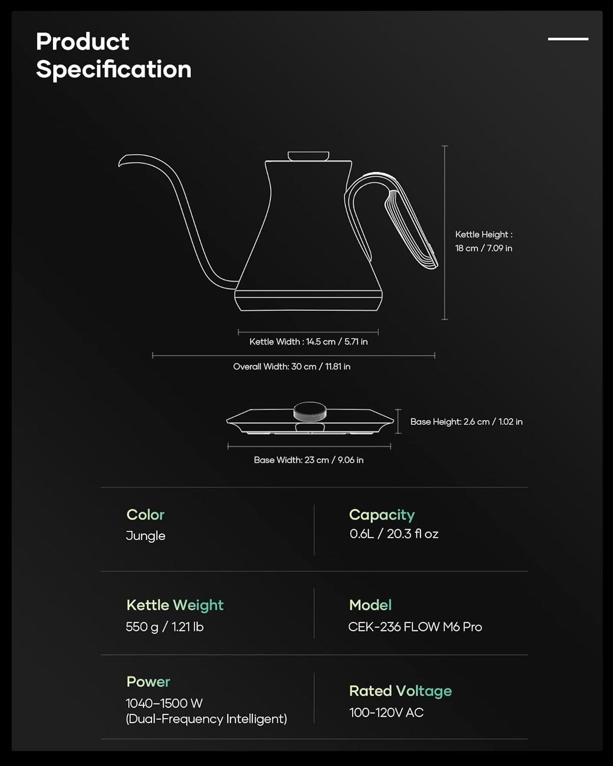 image:imageCocinare Gooseneck Electric Kettle 05F Precise Temperature Control 1500W Fast Heating PourOver Coffee amp Tea Stainless Steel 09L Colorchanging Brush Leopard DesignJungle