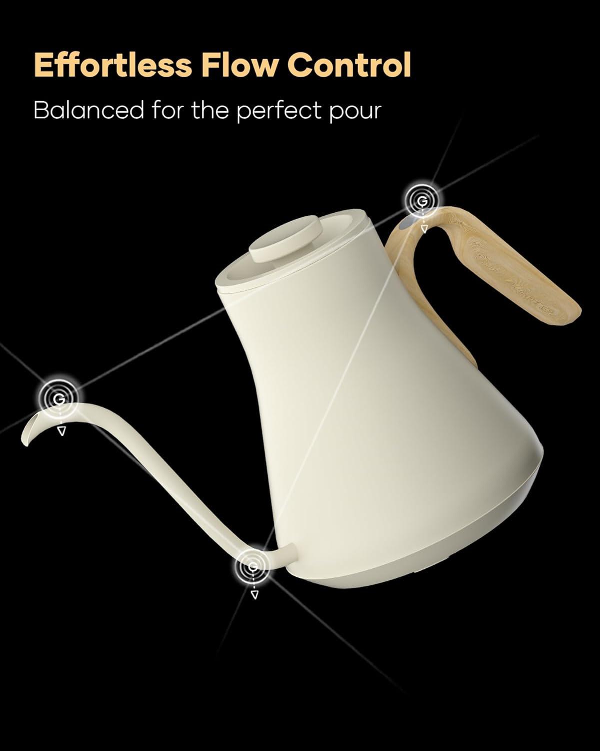 image:imageCocinare Gooseneck Electric Kettle 1F Precise Temperature Control 1500W Fast Heating Pour Over Coffee amp Tea Kettle with Brew Timer amp Keep Warm Stainless Steel 09L Soulages BlackWhite Maple