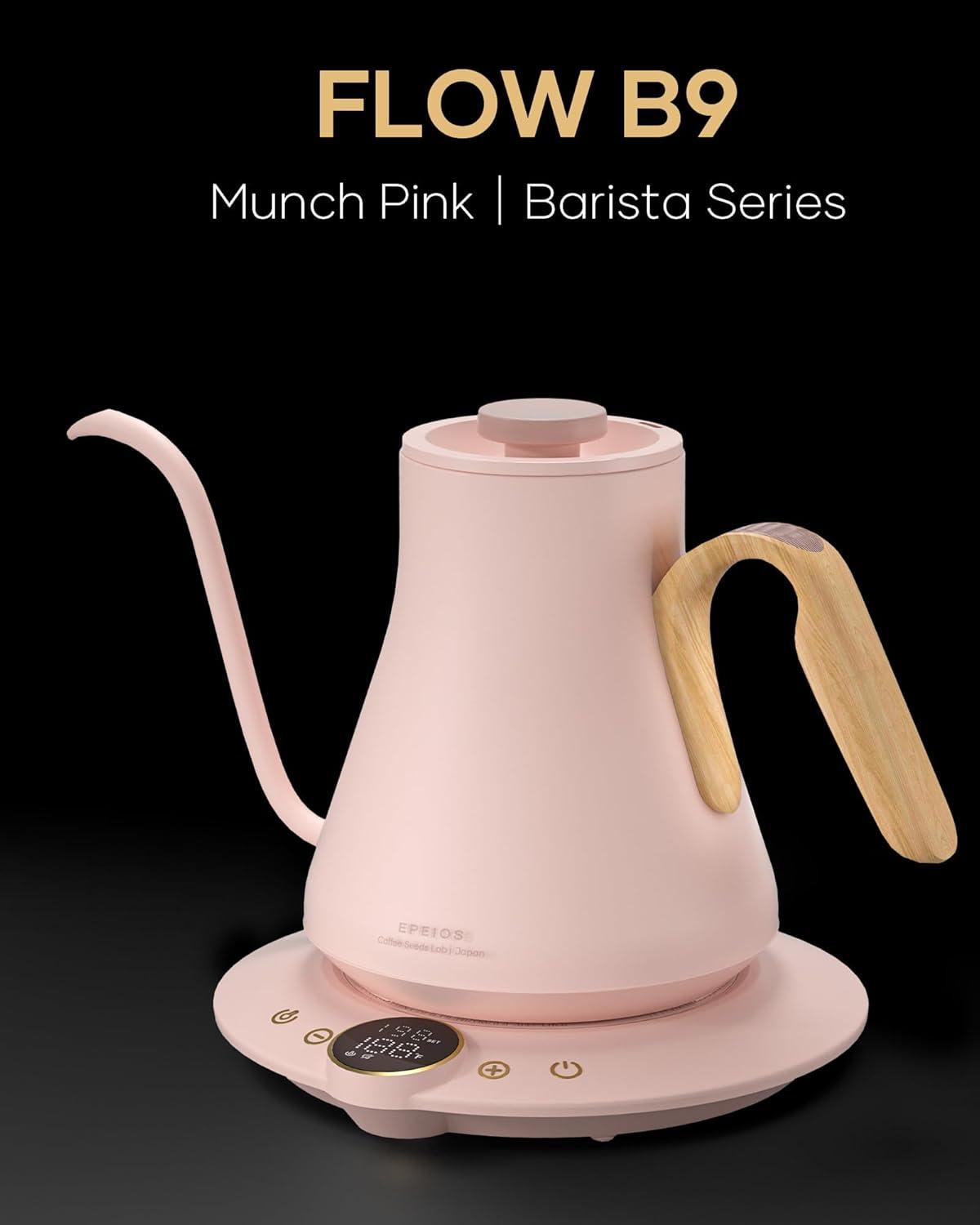image:imageCocinare Gooseneck Electric Kettle 1F Precise Temperature Control 1500W Fast Heating Pour Over Coffee amp Tea Kettle with Brew Timer amp Keep Warm Stainless Steel 09L Soulages BlackMunch Pink