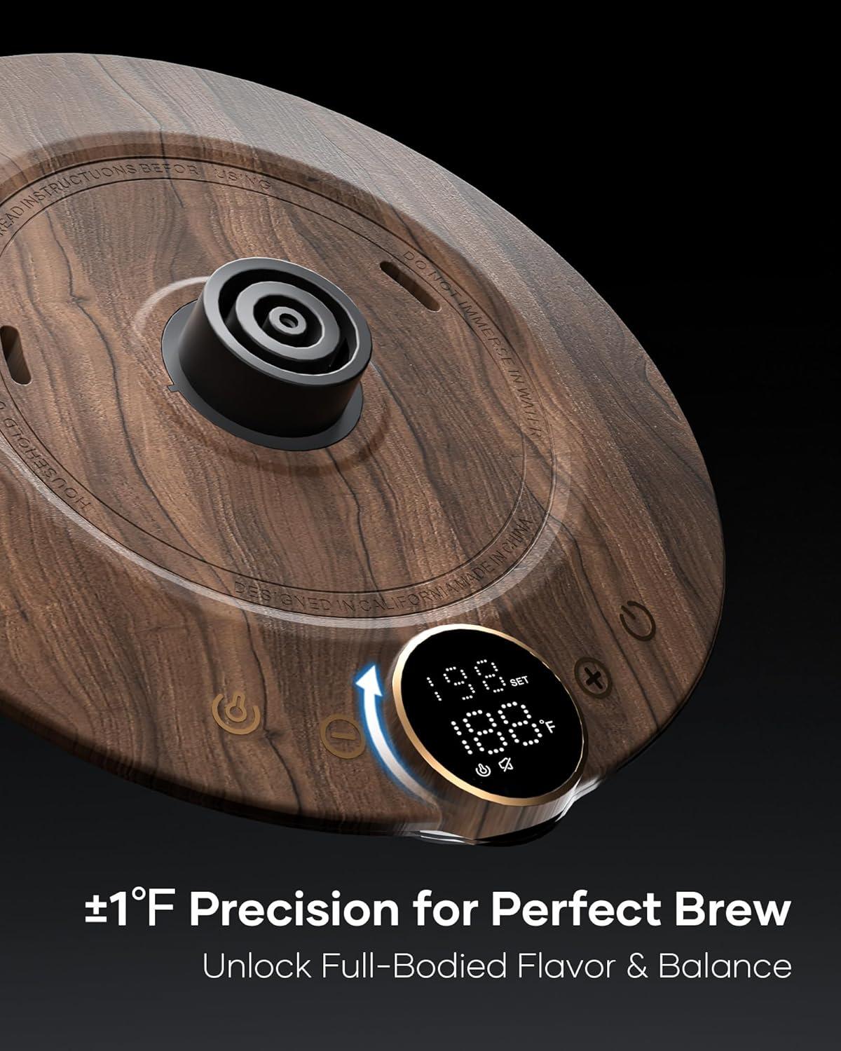 image:imageCocinare Gooseneck Electric Kettle 1F Precise Temperature Control 1500W Fast Heating Pour Over Coffee amp Tea Kettle with Brew Timer amp Keep Warm Stainless Steel 09L Soulages BlackRainforest
