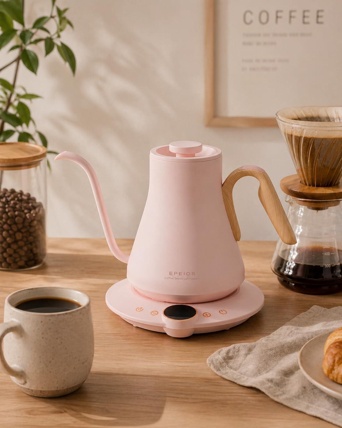 image:imageCocinare Gooseneck Electric Kettle 1F Precise Temperature Control 1500W Fast Heating Pour Over Coffee amp Tea Kettle with Brew Timer amp Keep Warm Stainless Steel 09L Soulages BlackMunch Pink