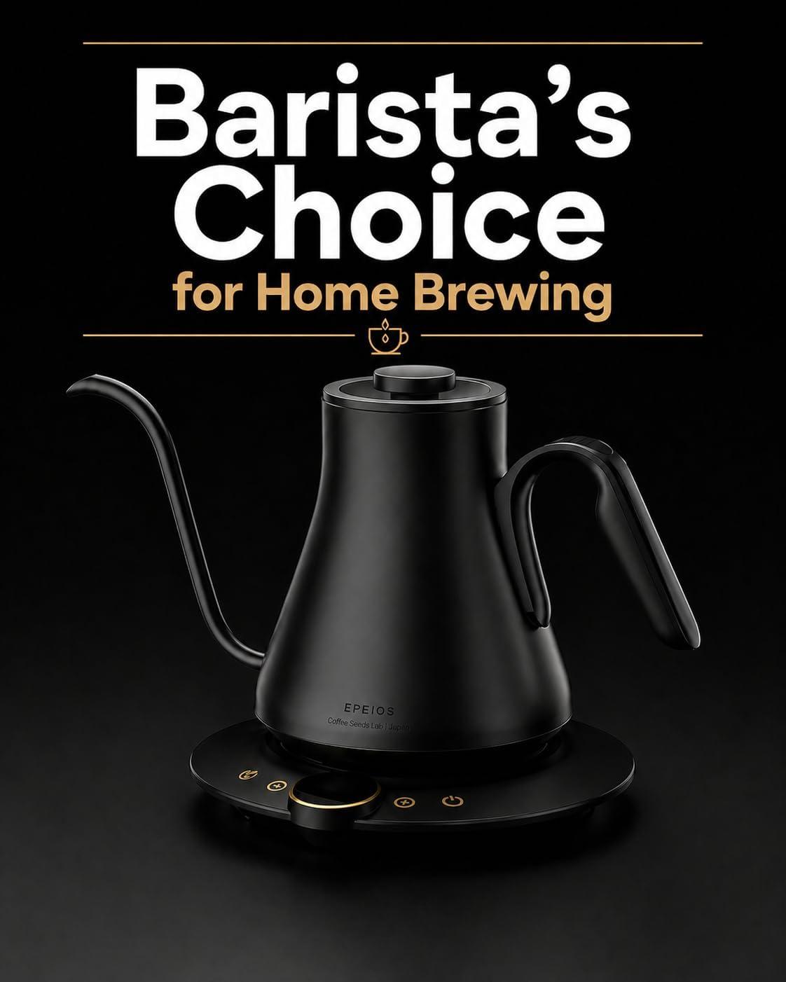 image:imageCocinare Gooseneck Electric Kettle 1F Precise Temperature Control 1500W Fast Heating Pour Over Coffee amp Tea Kettle with Brew Timer amp Keep Warm Stainless Steel 09L Soulages BlackMatte Black