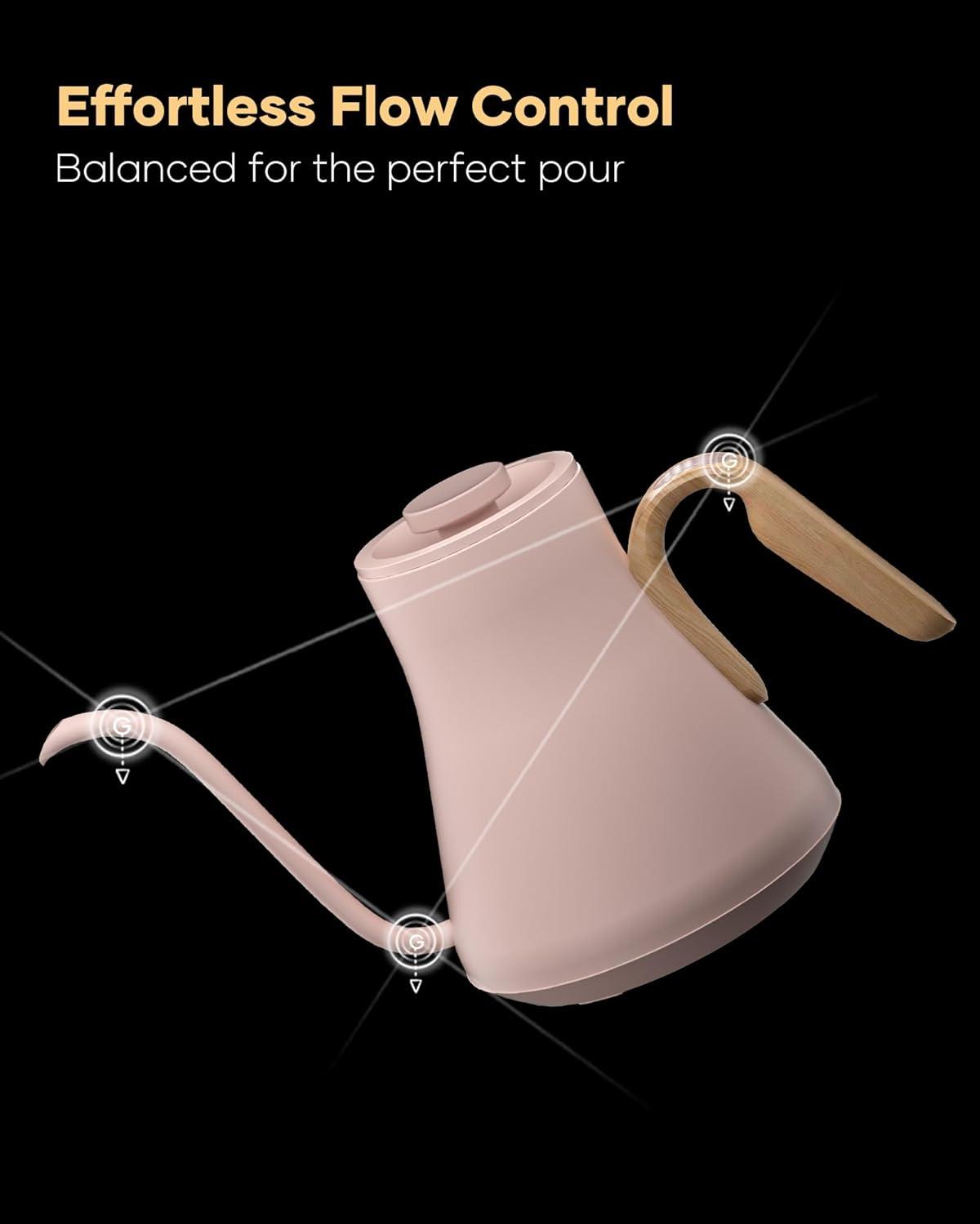 image:imageCocinare Gooseneck Electric Kettle 1F Precise Temperature Control 1500W Fast Heating Pour Over Coffee amp Tea Kettle with Brew Timer amp Keep Warm Stainless Steel 09L Soulages BlackMunch Pink