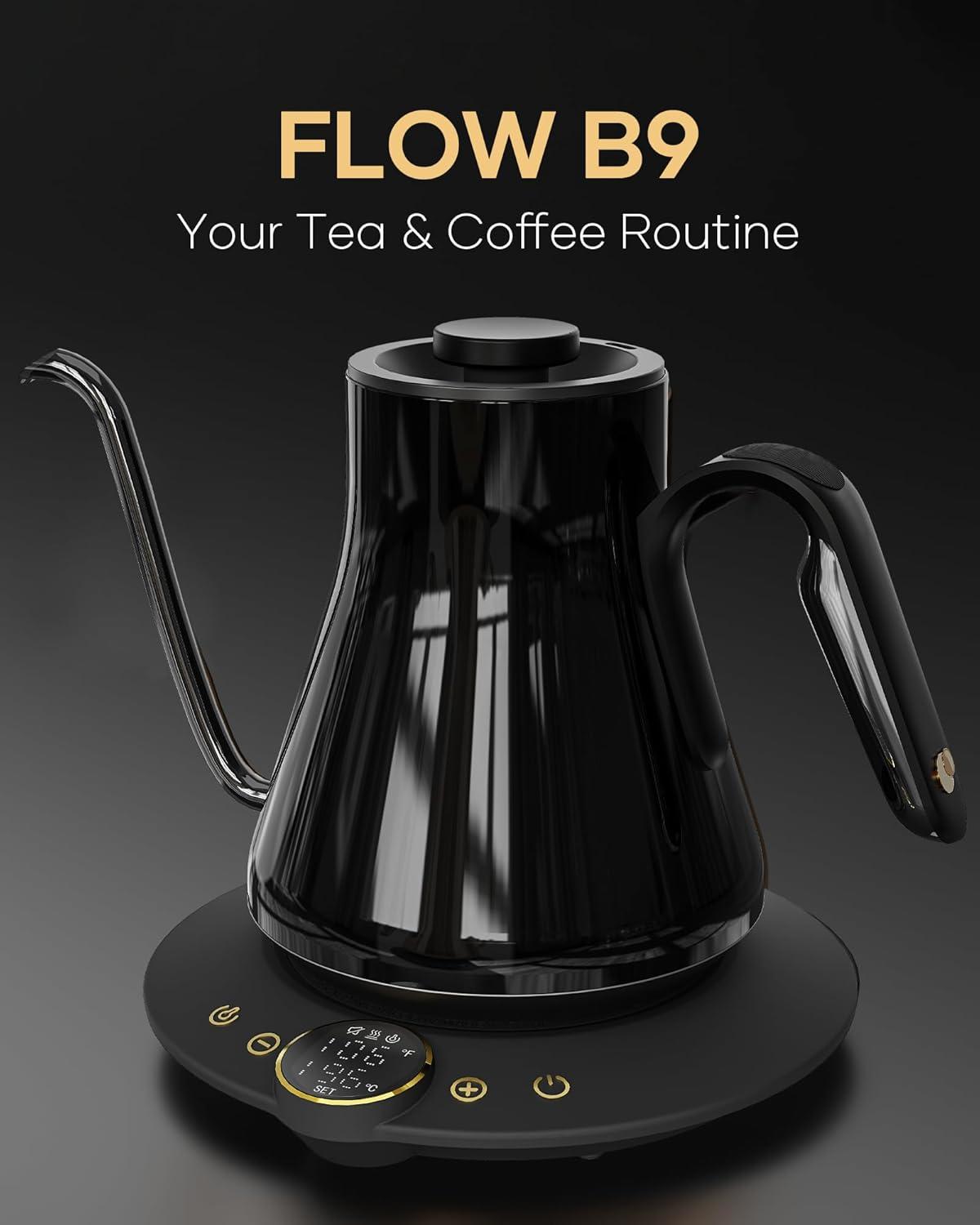 image:imageCocinare Gooseneck Electric Kettle 1F Precise Temperature Control 1500W Fast Heating Pour Over Coffee amp Tea Kettle with Brew Timer amp Keep Warm Stainless Steel 09L Soulages BlackSoulages Black