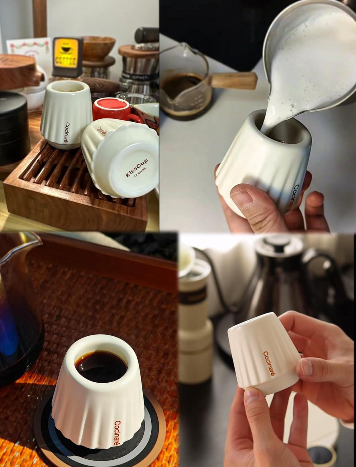 image:imageCocinare KissCup Ceramic Espresso Cup 22oz Demitasse Cup for Espresso Pourover coffee amp Tea Lime Green Ceramic CollectionDawn White