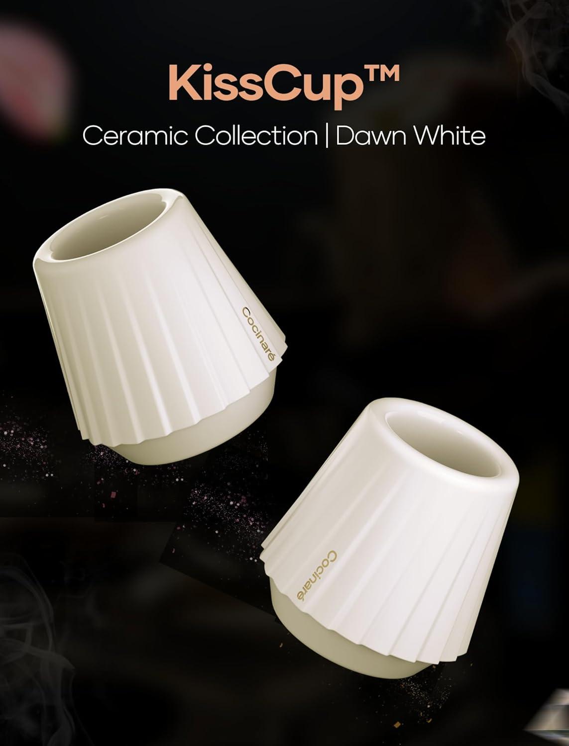 image:imageCocinare KissCup Ceramic Espresso Cup 22oz Demitasse Cup for Espresso Pourover coffee amp Tea Lime Green Ceramic CollectionDawn White