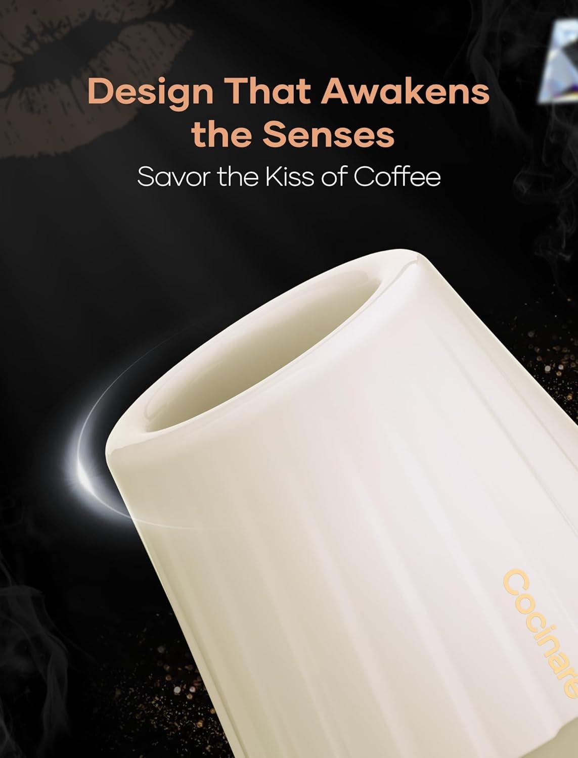 image:imageCocinare KissCup Ceramic Espresso Cup 22oz Demitasse Cup for Espresso Pourover coffee amp Tea Lime Green Ceramic CollectionDawn White