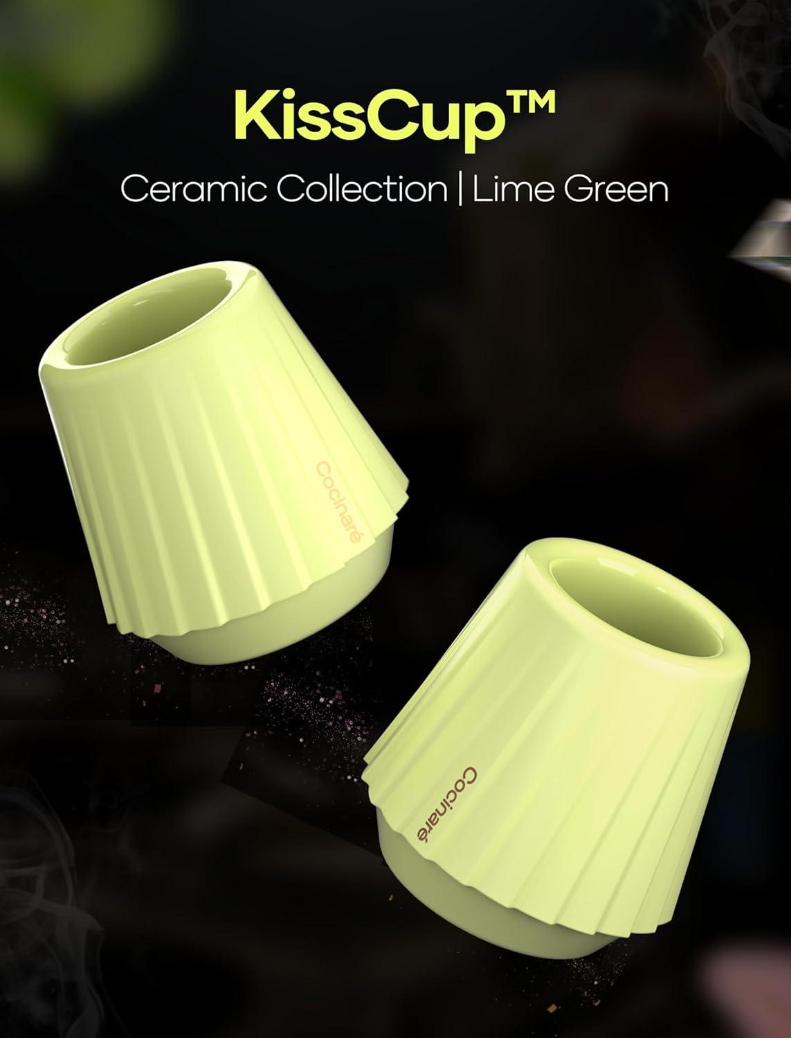 image:imageCocinare KissCup Ceramic Espresso Cup 22oz Demitasse Cup for Espresso Pourover coffee amp Tea Lime Green Ceramic CollectionLime Green