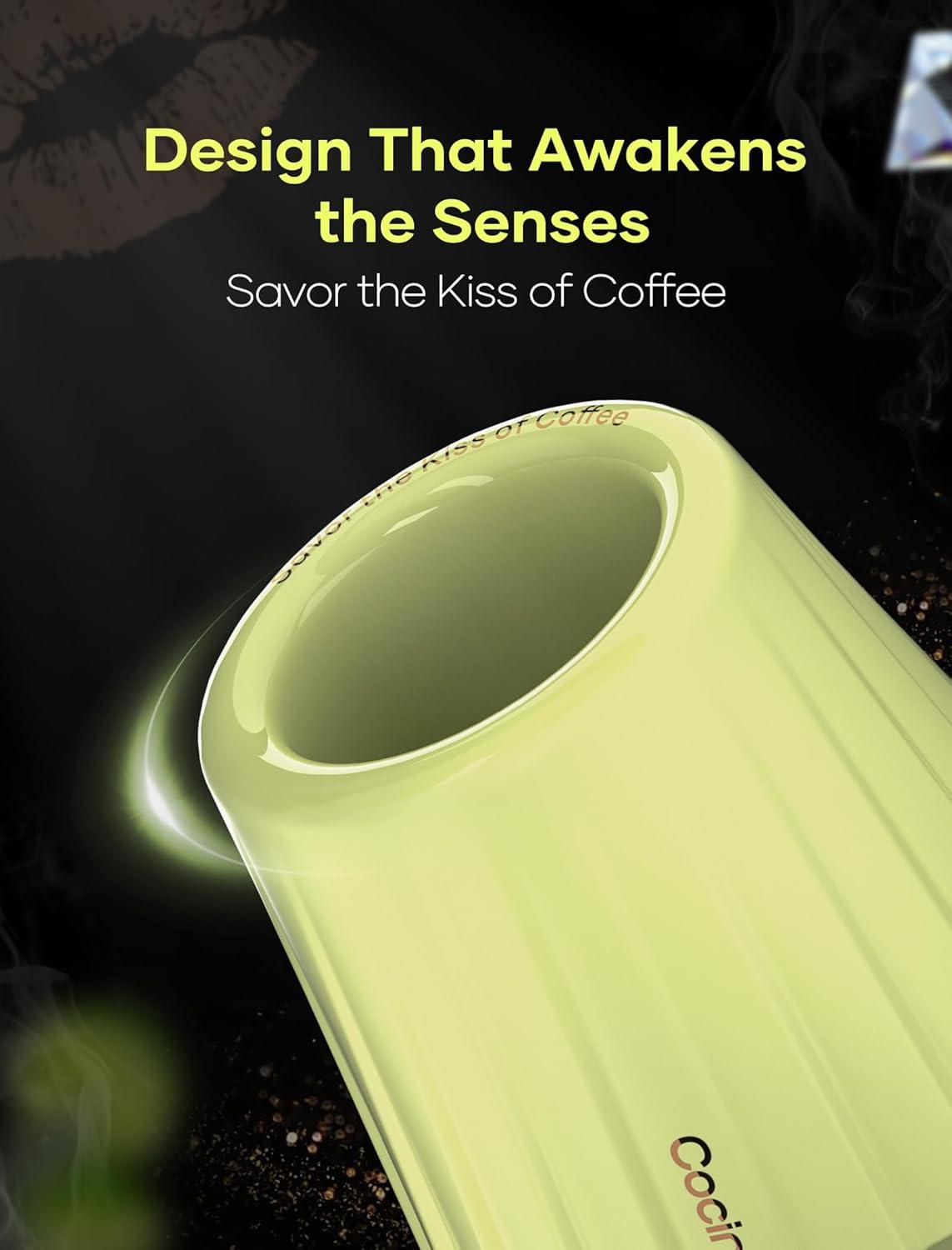 image:imageCocinare KissCup Ceramic Espresso Cup 22oz Demitasse Cup for Espresso Pourover coffee amp Tea Lime Green Ceramic CollectionLime Green