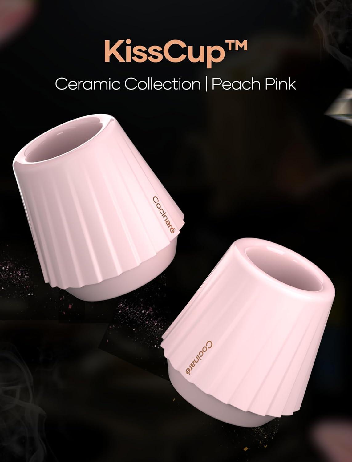 image:imageCocinare KissCup Ceramic Espresso Cup 22oz Demitasse Cup for Espresso Pourover coffee amp Tea Lime Green Ceramic CollectionPeach Pink