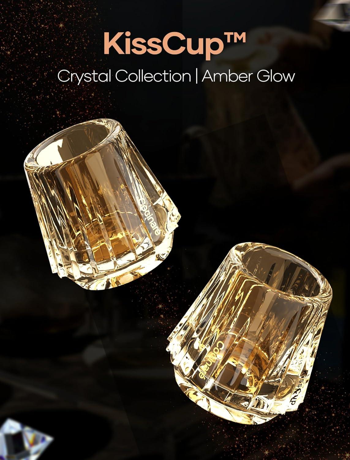 image:imageCocinare KissCup Crystal Espresso Cup 15oz Demitasse Cup for Espresso Pourover coffee amp Tea Haze Gray Crystal CollectionAmber Glow
