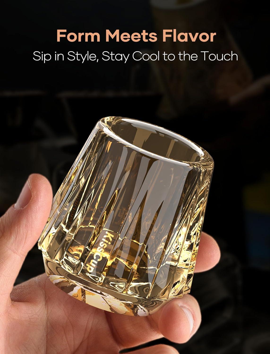 image:imageCocinare KissCup Crystal Espresso Cup 15oz Demitasse Cup for Espresso Pourover coffee amp Tea Haze Gray Crystal CollectionAmber Glow