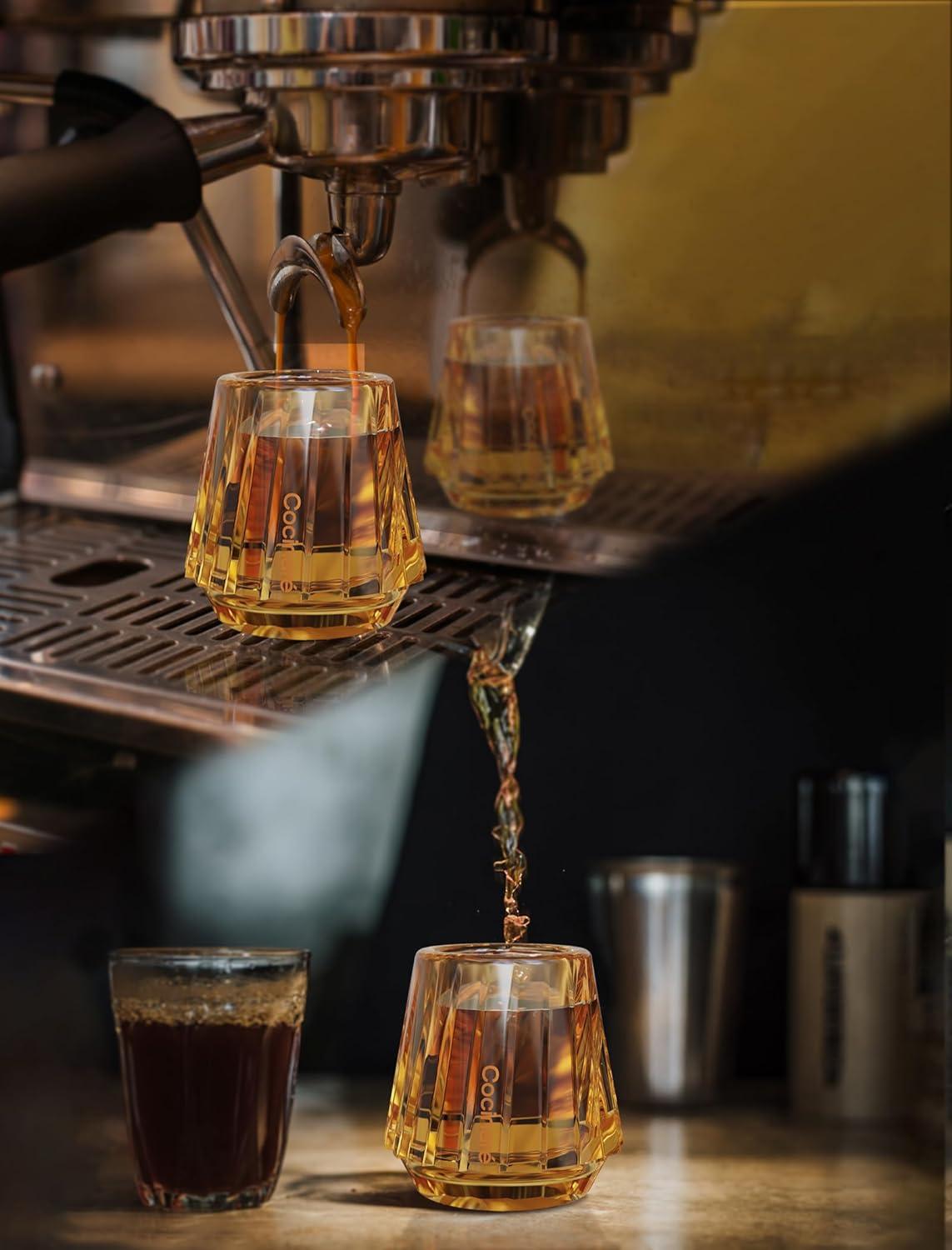 image:imageCocinare KissCup Crystal Espresso Cup 15oz Demitasse Cup for Espresso Pourover coffee amp Tea Haze Gray Crystal CollectionAmber Glow