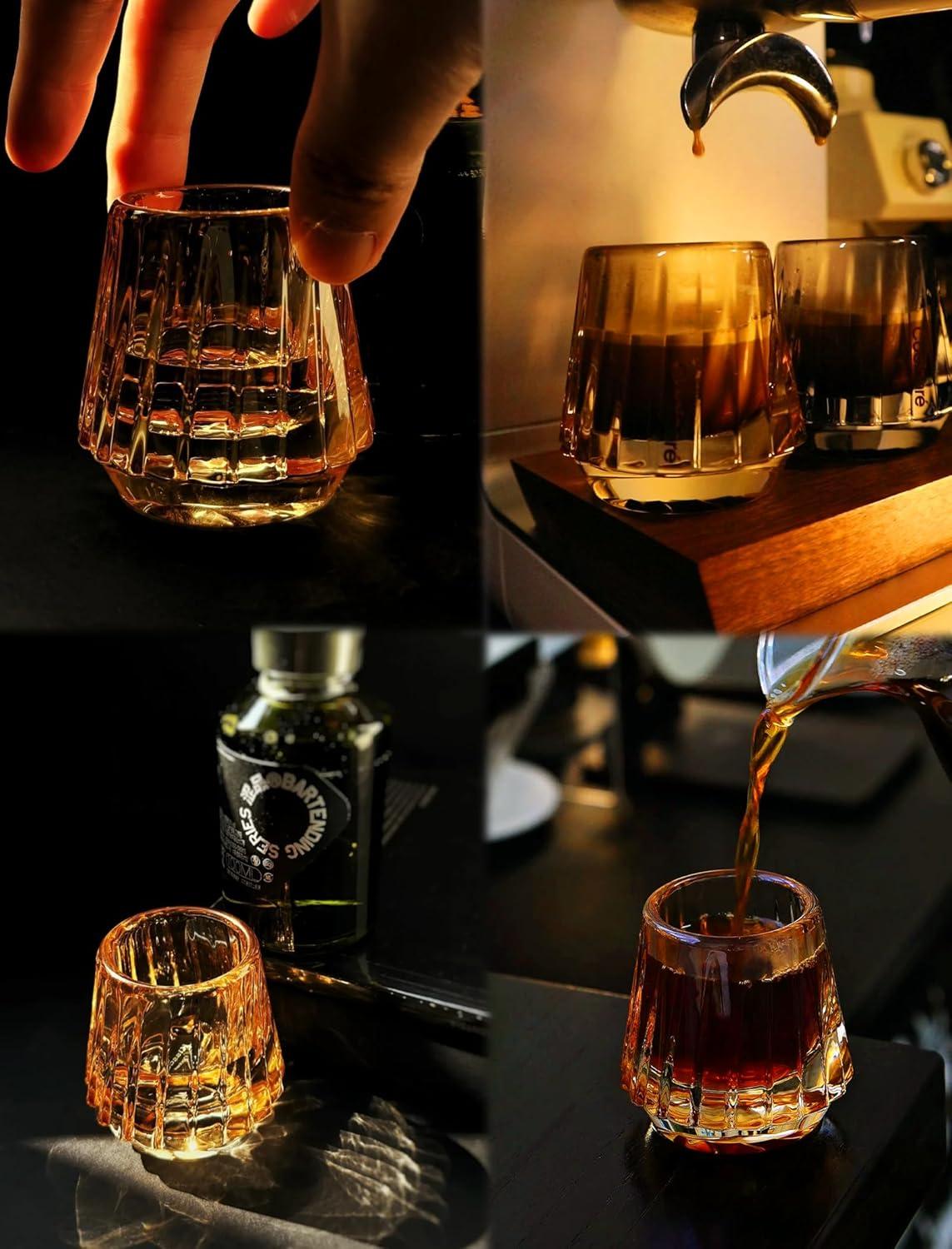 image:imageCocinare KissCup Crystal Espresso Cup 15oz Demitasse Cup for Espresso Pourover coffee amp Tea Haze Gray Crystal CollectionAmber Glow