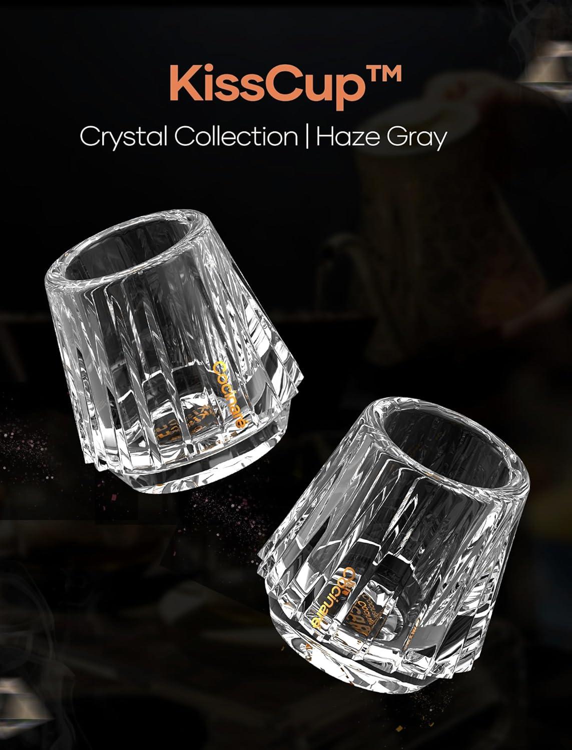 image:imageCocinare KissCup Crystal Espresso Cup 15oz Demitasse Cup for Espresso Pourover coffee amp Tea Haze Gray Crystal CollectionDUO Clear