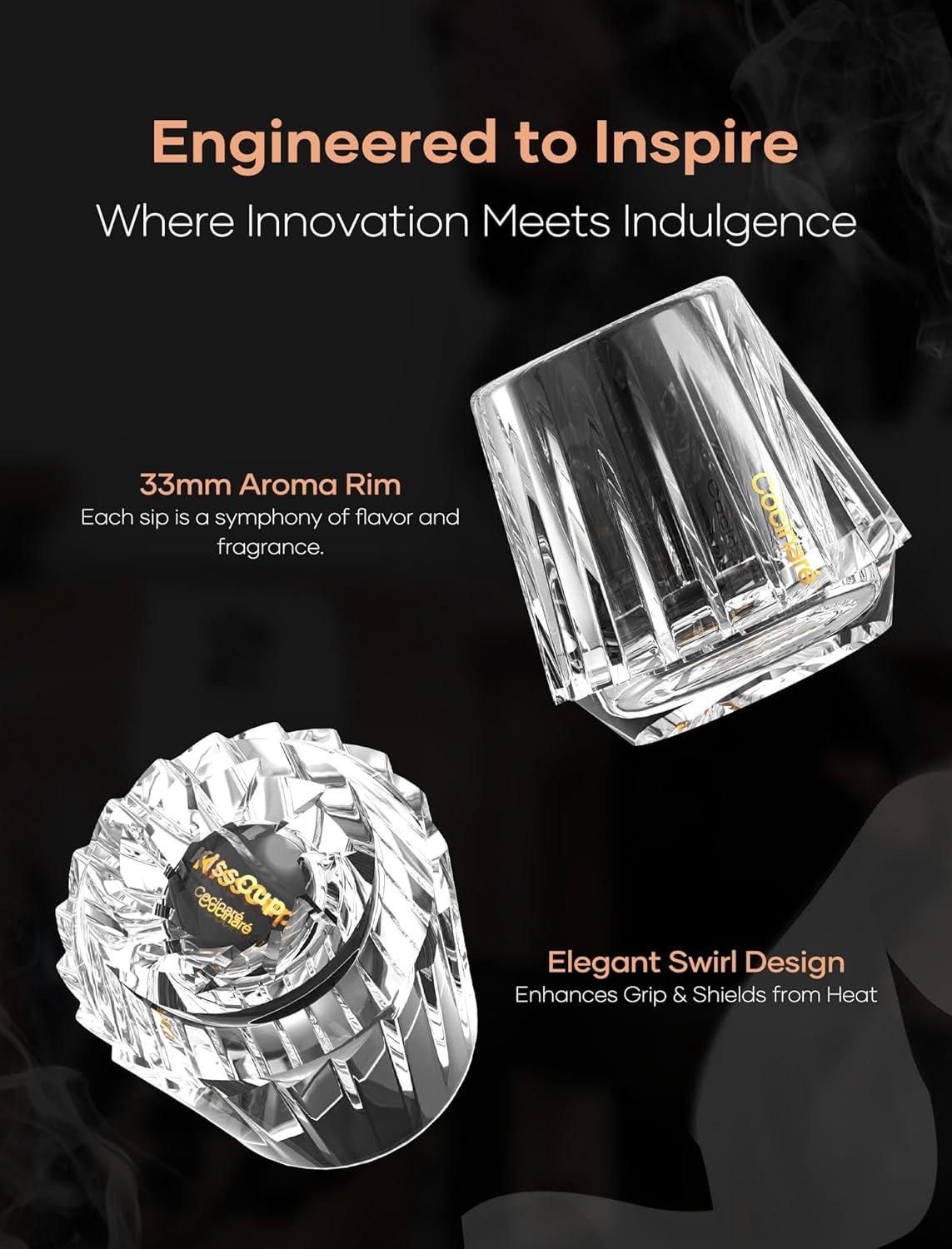 image:imageCocinare KissCup Crystal Espresso Cup 15oz Demitasse Cup for Espresso Pourover coffee amp Tea Haze Gray Crystal CollectionDUO Clear