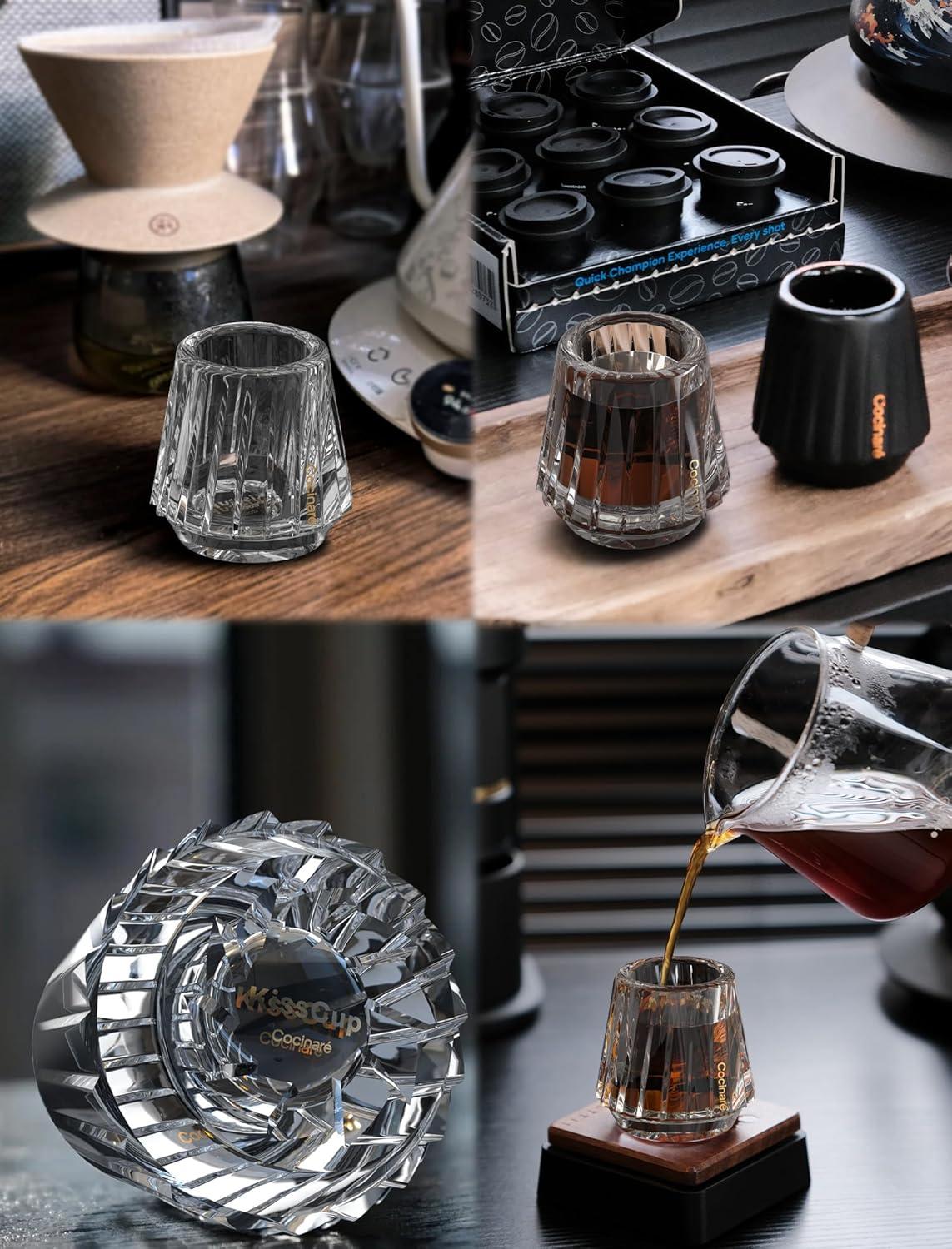 image:imageCocinare KissCup Crystal Espresso Cup 15oz Demitasse Cup for Espresso Pourover coffee amp Tea Haze Gray Crystal CollectionDUO Clear