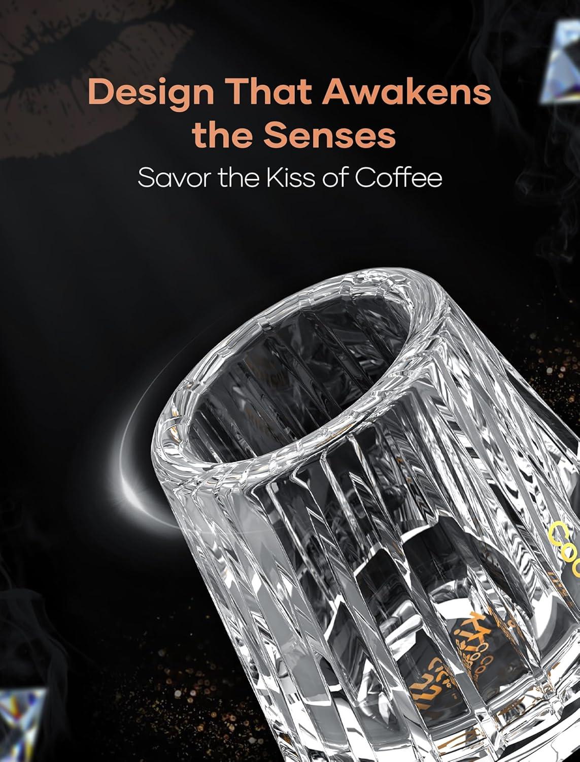 image:imageCocinare KissCup Crystal Espresso Cup 15oz Demitasse Cup for Espresso Pourover coffee amp Tea Haze Gray Crystal CollectionDUO Clear
