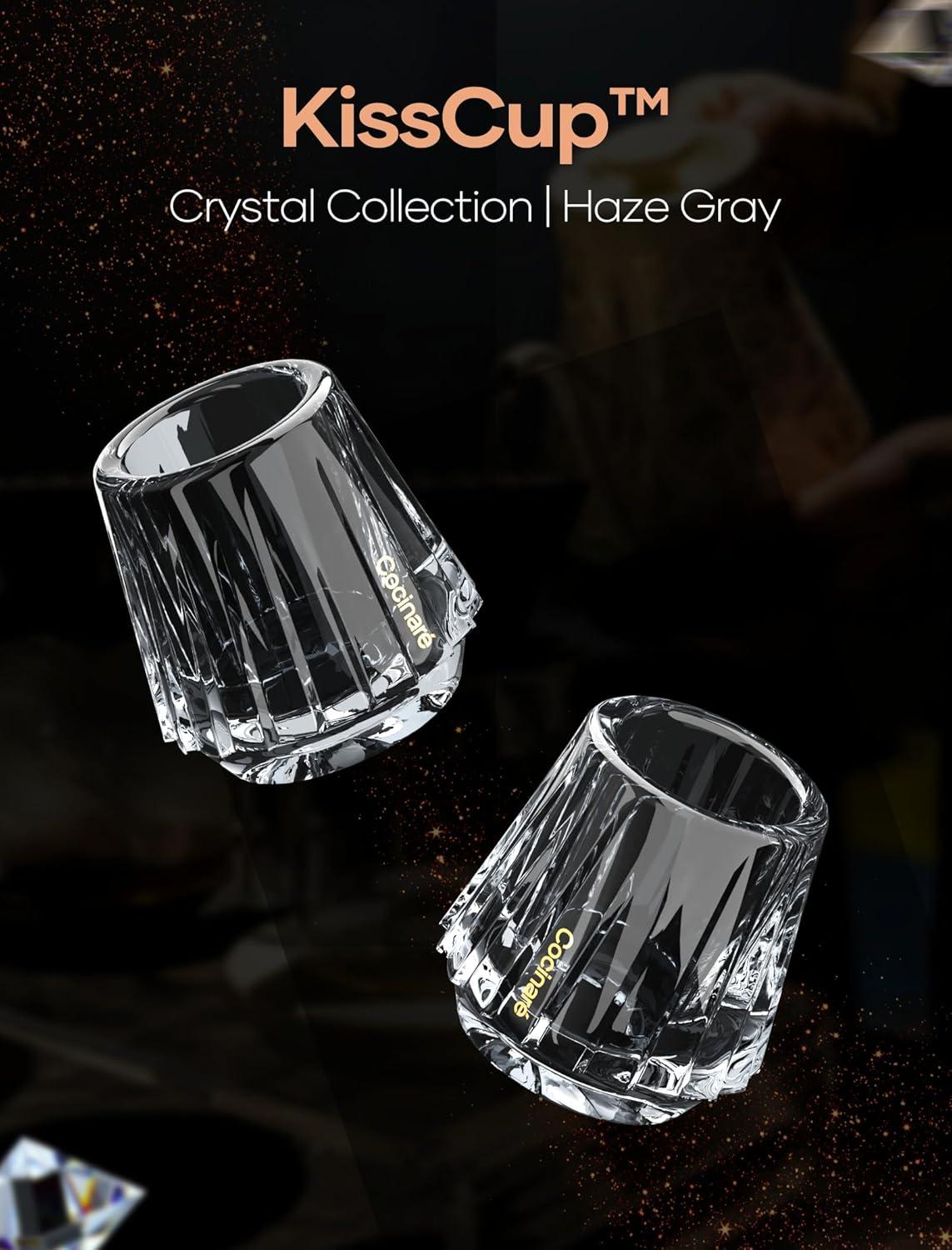 image:imageCocinare KissCup Crystal Espresso Cup 15oz Demitasse Cup for Espresso Pourover coffee amp Tea Haze Gray Crystal CollectionHaze Gray