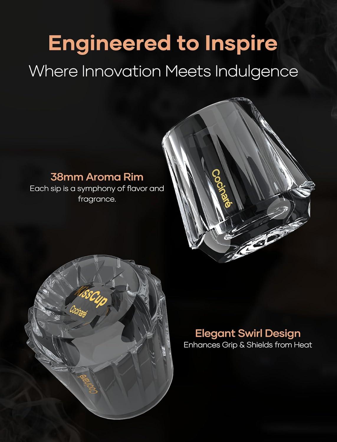 image:imageCocinare KissCup Crystal Espresso Cup 15oz Demitasse Cup for Espresso Pourover coffee amp Tea Haze Gray Crystal CollectionHaze Gray