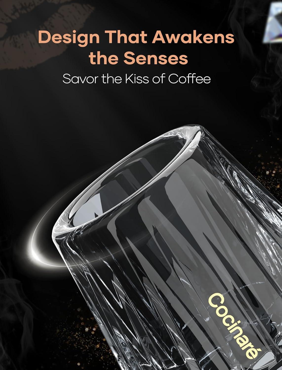 image:imageCocinare KissCup Crystal Espresso Cup 15oz Demitasse Cup for Espresso Pourover coffee amp Tea Haze Gray Crystal CollectionHaze Gray