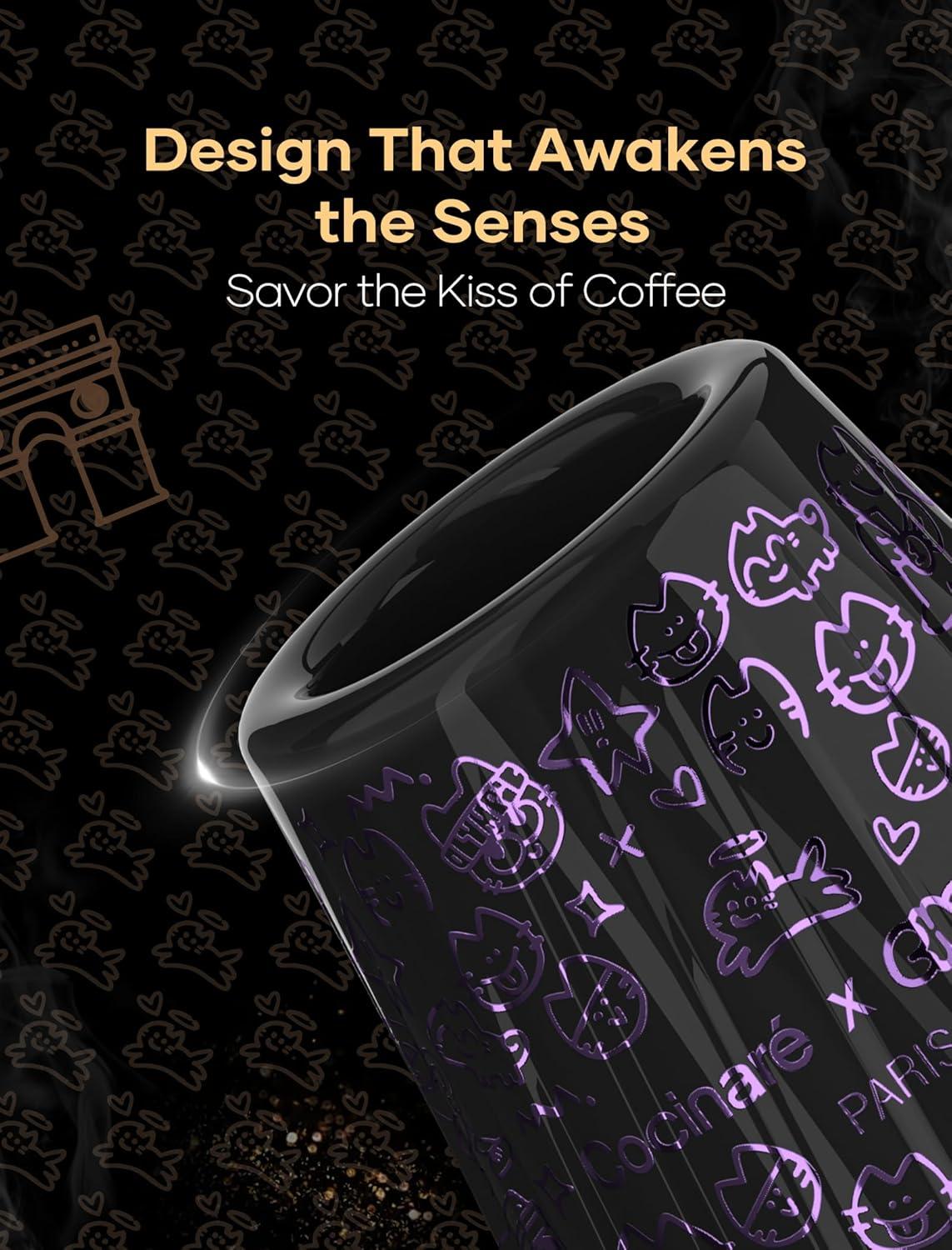 image:imageCocinare x Chanoir KissCup Art Ceramic Espresso Cup 22oz Demitasse Cup for Espresso Pourover coffee and Tea Chanoir Black Art de Paris CollaborationChanior Black