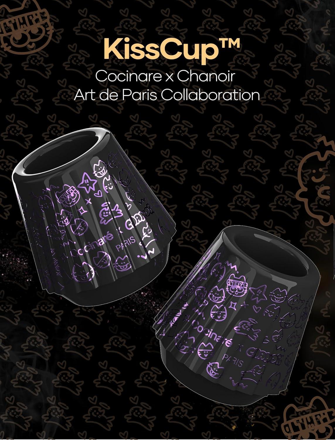 image:imageCocinare x Chanoir KissCup Art Ceramic Espresso Cup 22oz Demitasse Cup for Espresso Pourover coffee and Tea Chanoir Black Art de Paris CollaborationChanior Black