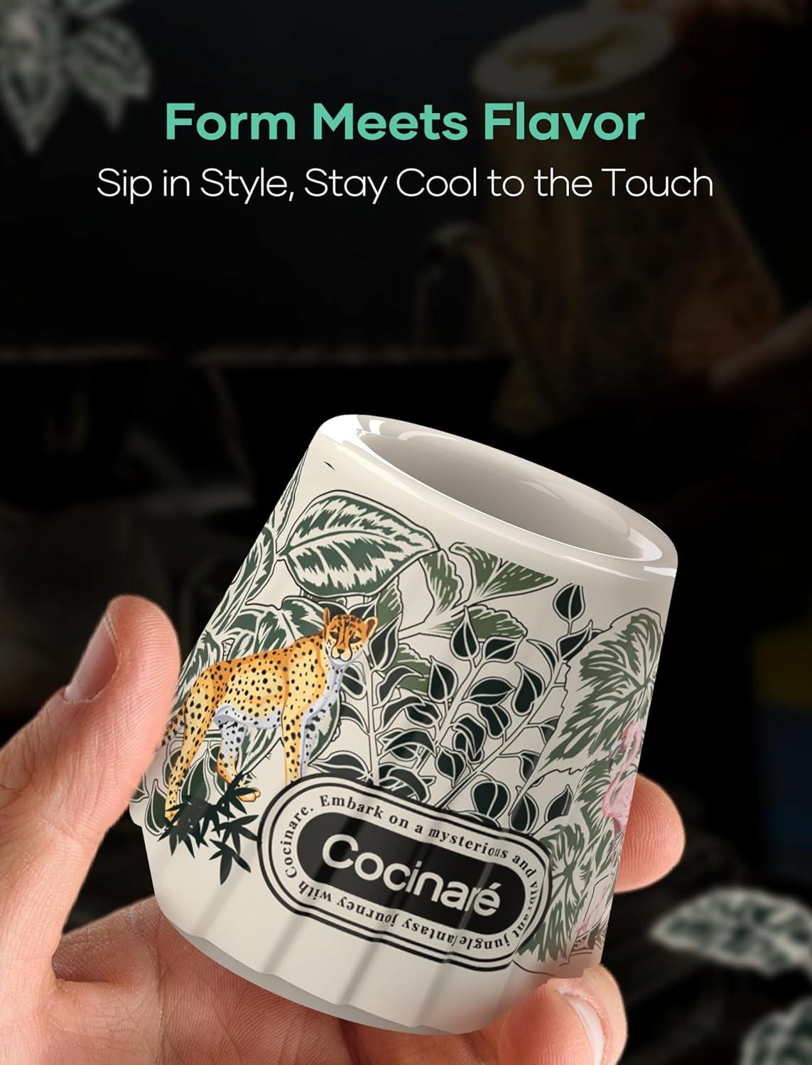 image:imageCocinare x Chanoir KissCup Art Ceramic Espresso Cup 22oz Demitasse Cup for Espresso Pourover coffee and Tea Chanoir Black Art de Paris CollaborationJungle