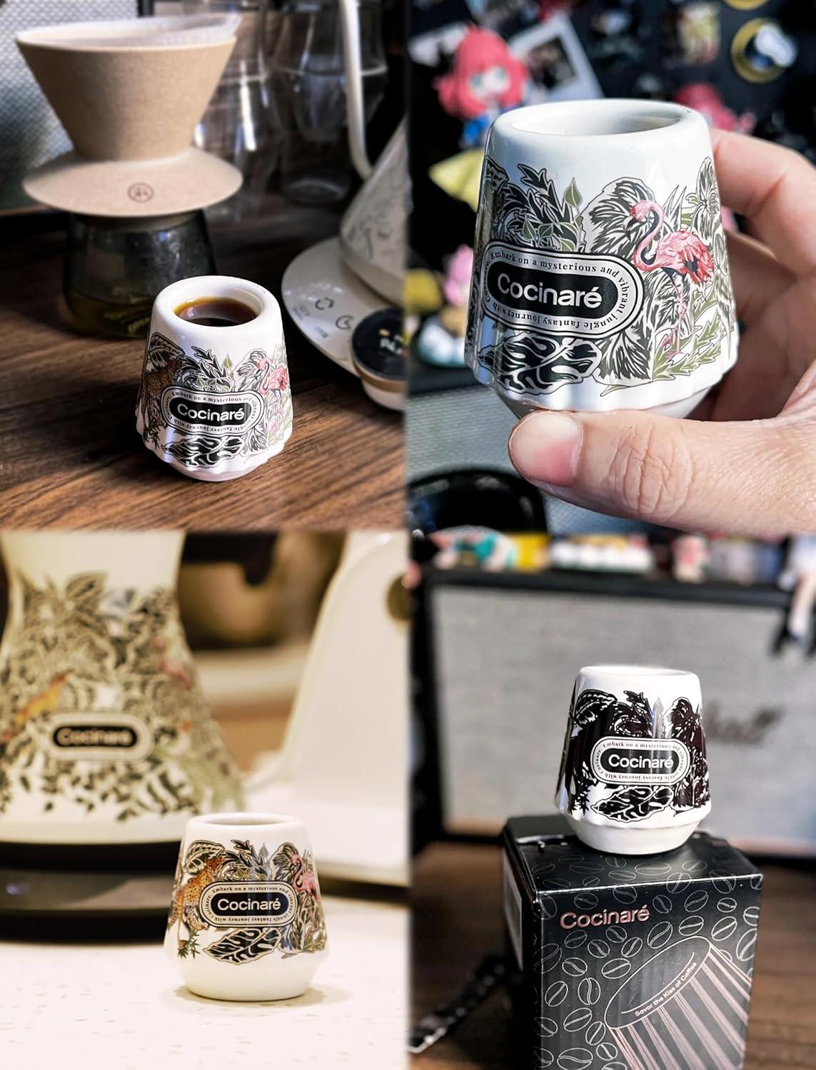 image:imageCocinare x Chanoir KissCup Art Ceramic Espresso Cup 22oz Demitasse Cup for Espresso Pourover coffee and Tea Chanoir Black Art de Paris CollaborationJungle