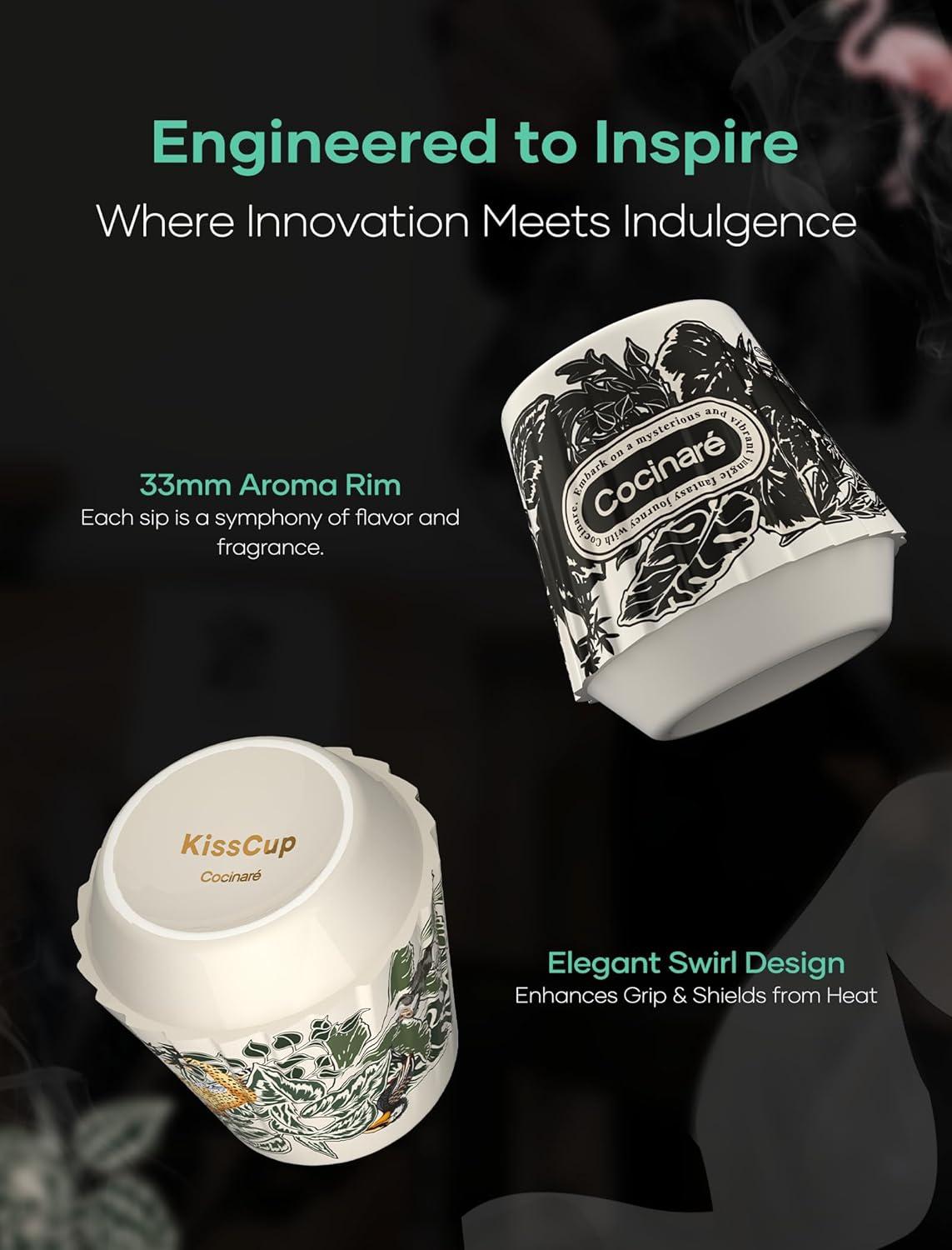image:imageCocinare x Chanoir KissCup Art Ceramic Espresso Cup 22oz Demitasse Cup for Espresso Pourover coffee and Tea Chanoir Black Art de Paris CollaborationJungle