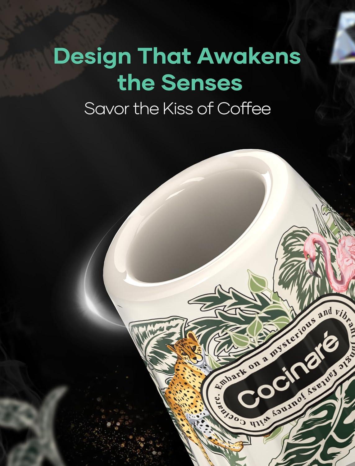 image:imageCocinare x Chanoir KissCup Art Ceramic Espresso Cup 22oz Demitasse Cup for Espresso Pourover coffee and Tea Chanoir Black Art de Paris CollaborationJungle