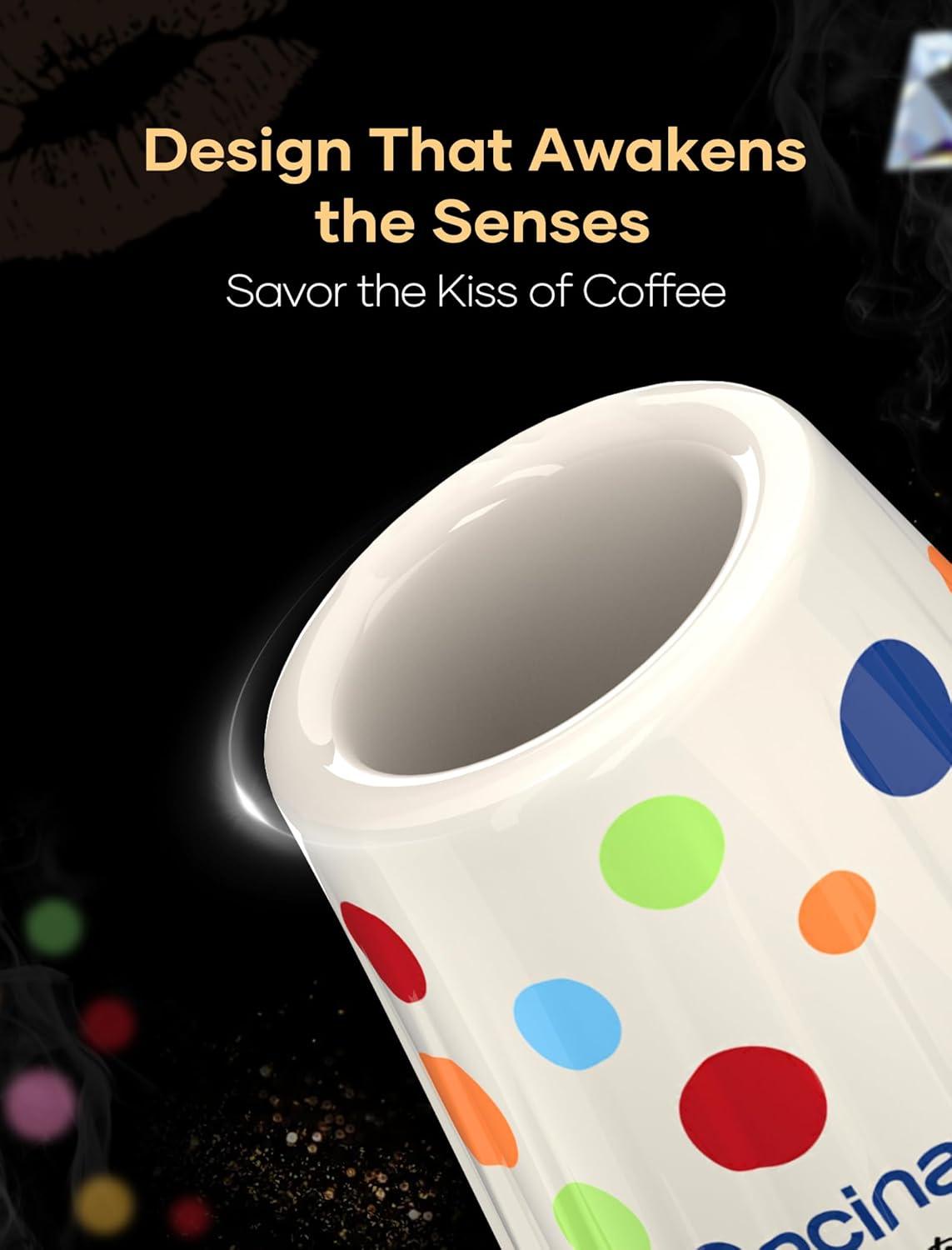 image:imageCocinare x Chanoir KissCup Art Ceramic Espresso Cup 22oz Demitasse Cup for Espresso Pourover coffee and Tea Chanoir Black Art de Paris CollaborationPolka