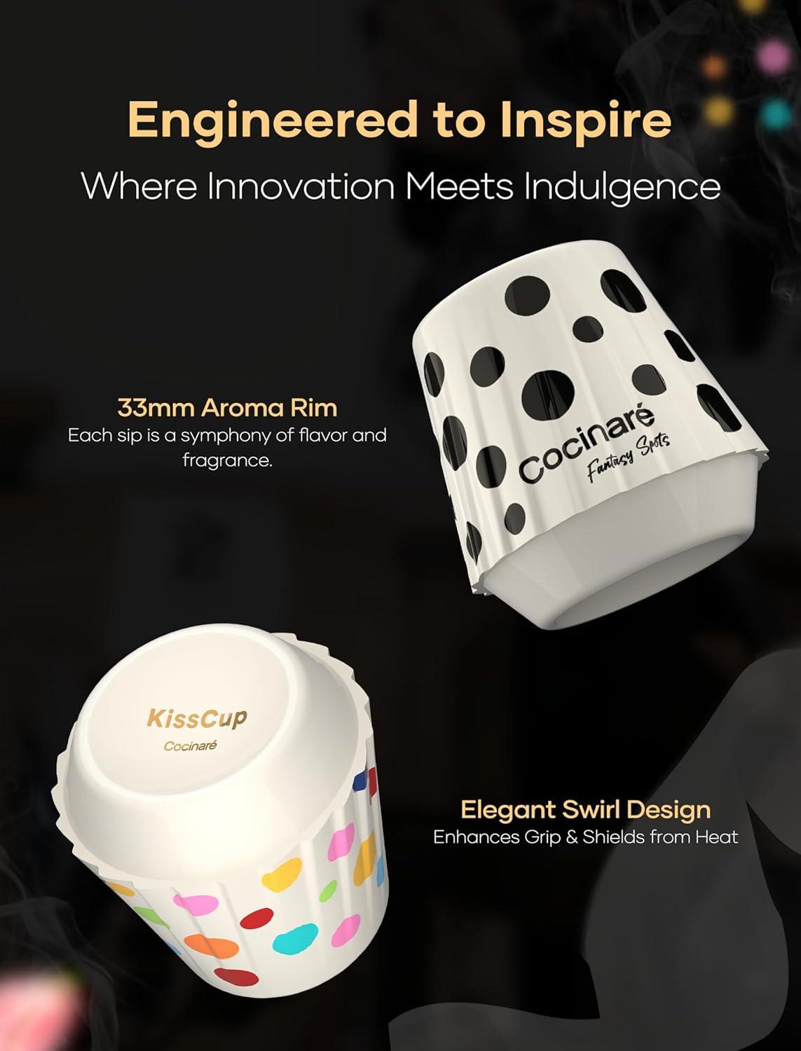 image:imageCocinare x Chanoir KissCup Art Ceramic Espresso Cup 22oz Demitasse Cup for Espresso Pourover coffee and Tea Chanoir Black Art de Paris CollaborationPolka