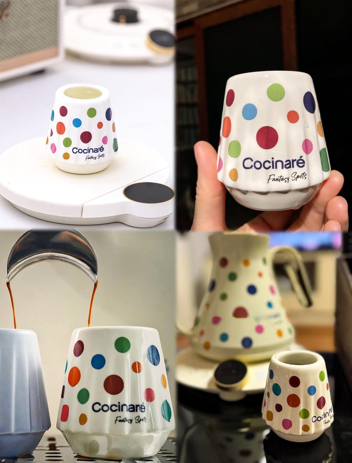 image:imageCocinare x Chanoir KissCup Art Ceramic Espresso Cup 22oz Demitasse Cup for Espresso Pourover coffee and Tea Chanoir Black Art de Paris CollaborationPolka